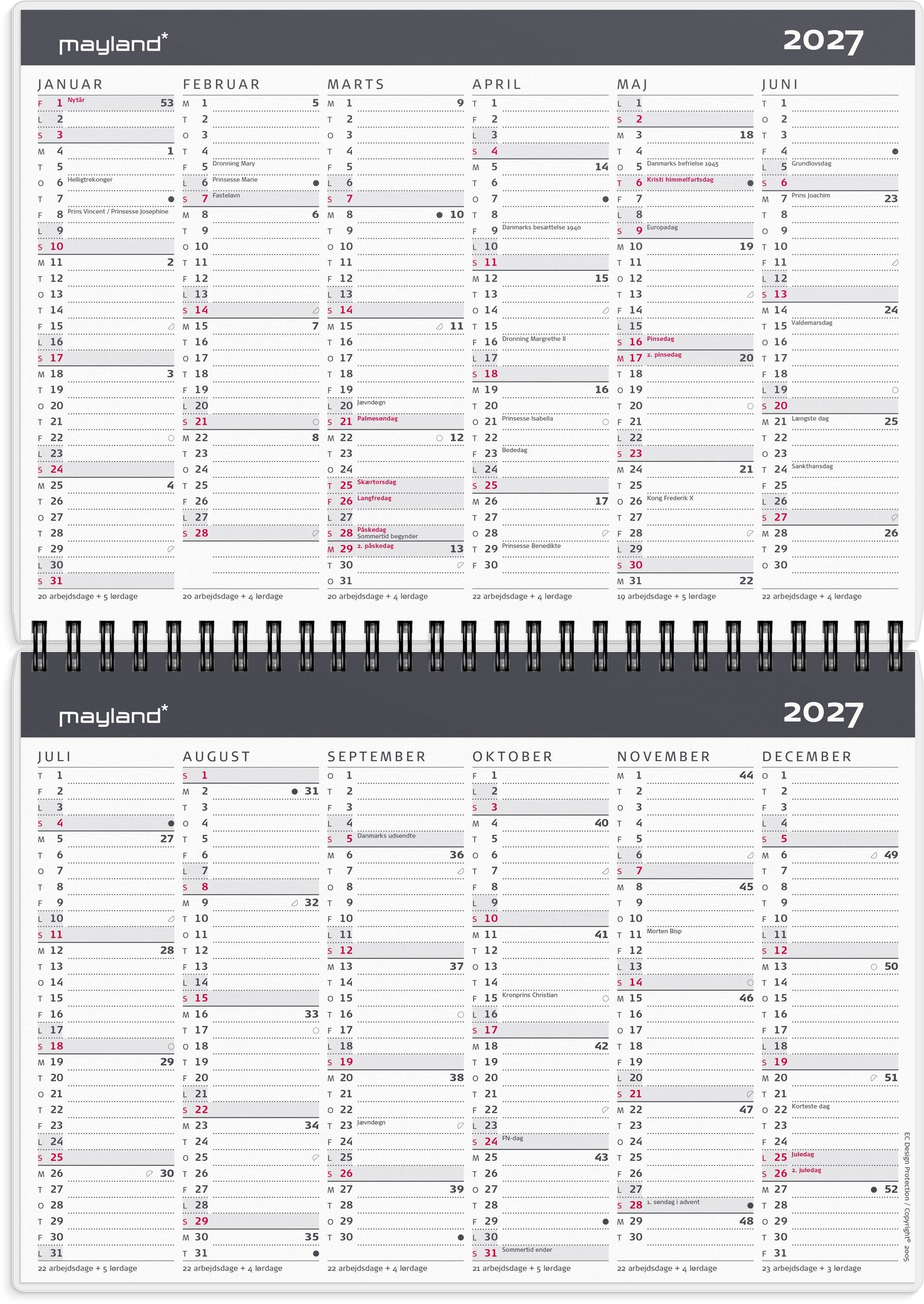 10-årskalender A5 m/illu. 2027