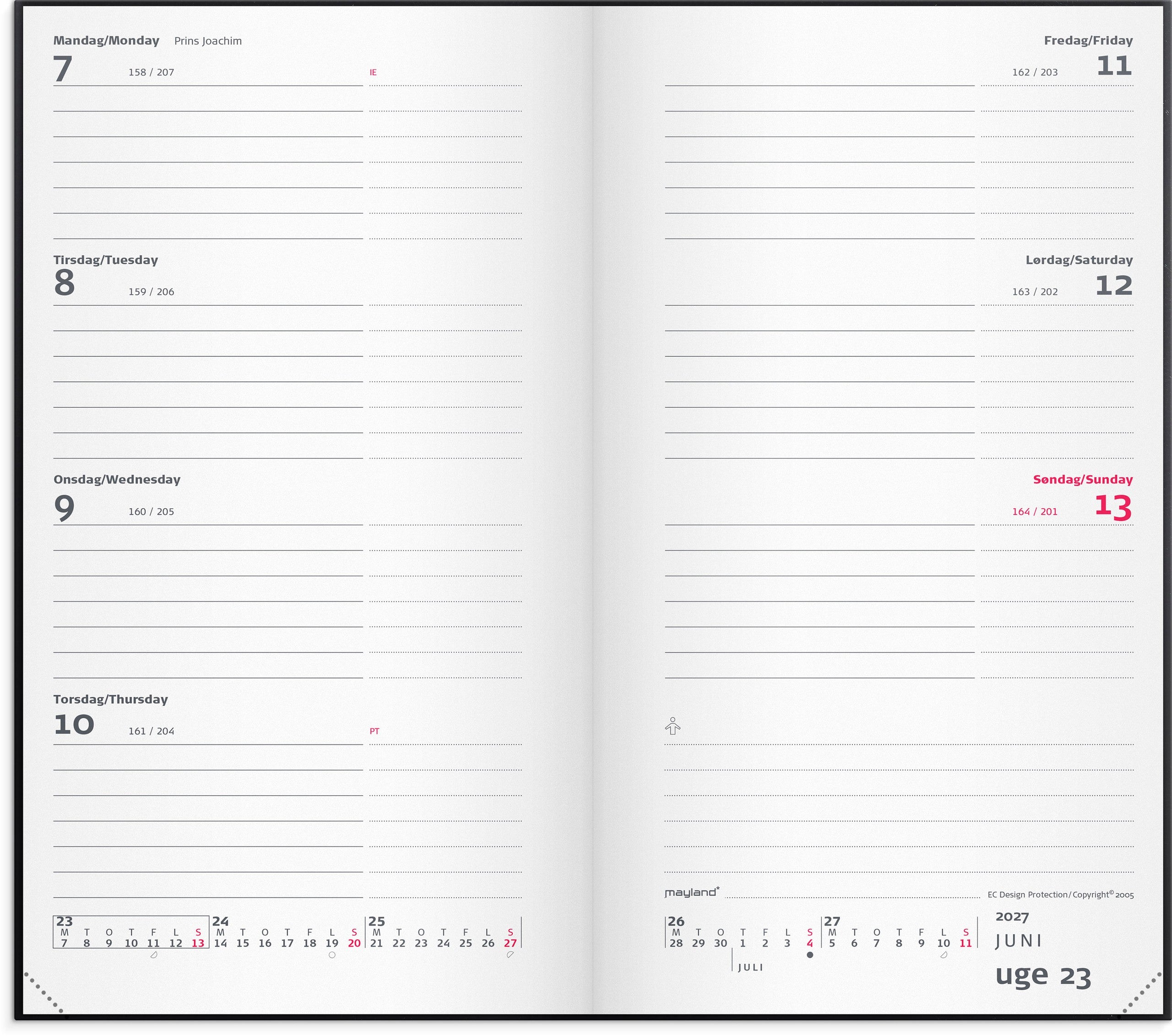 City Week Planner tværformat sort vinyl 2027