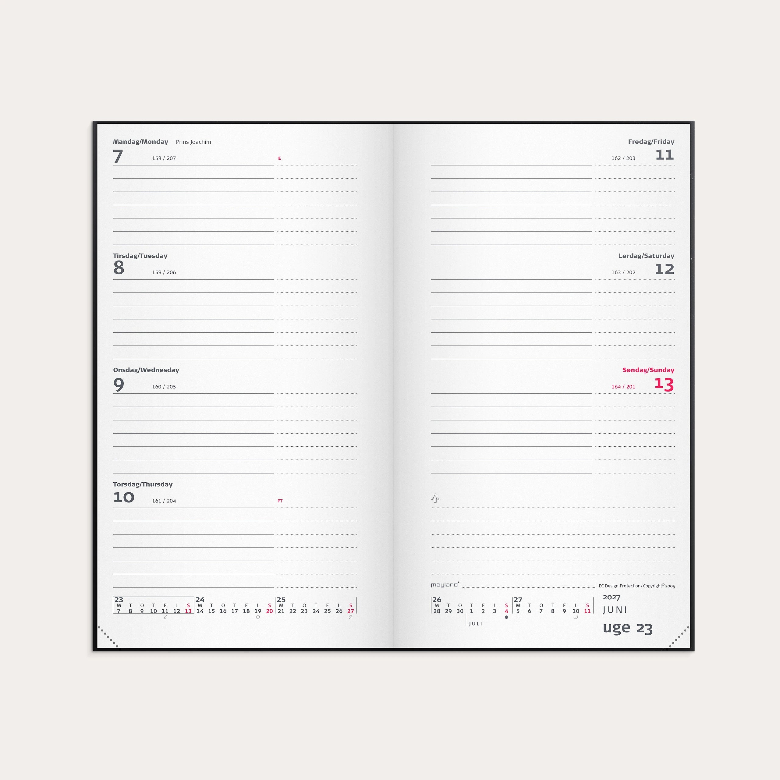 City Week Planner tværformat sort vinyl 2027