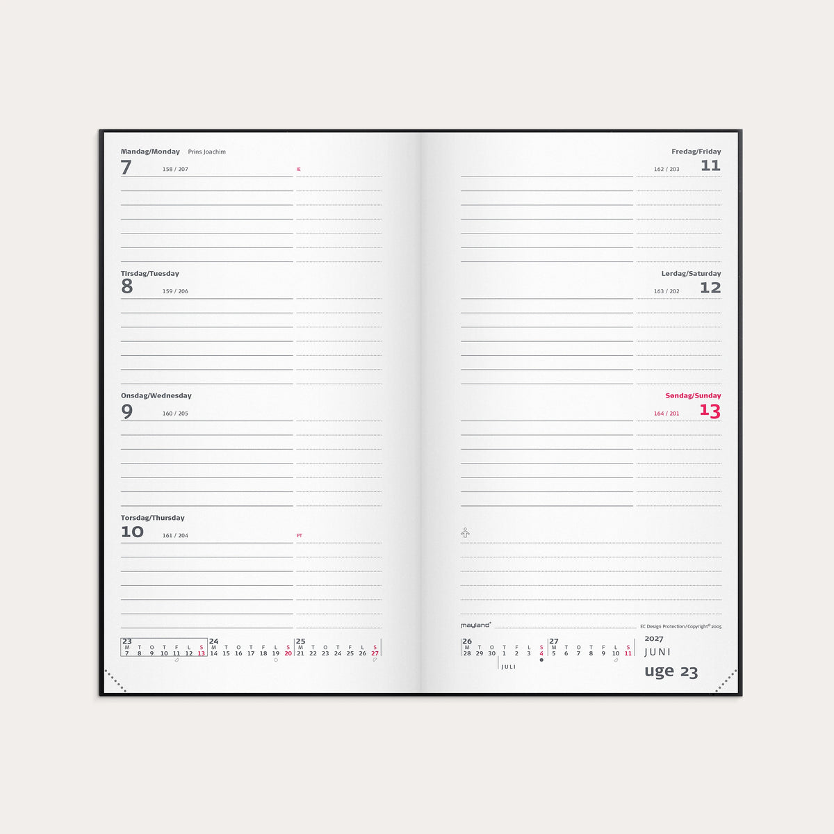 City Week Planner tværformat sort vinyl 2027