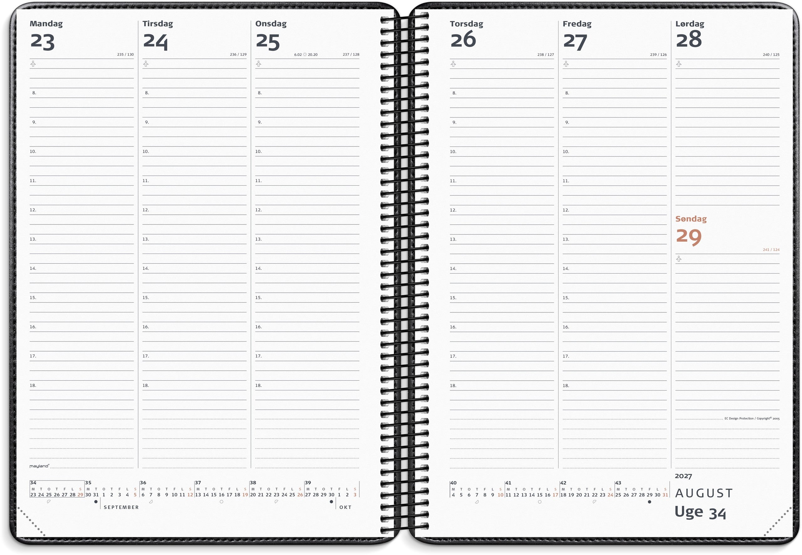Diplomat ugekalender m/spiral sort kunstskind 2027