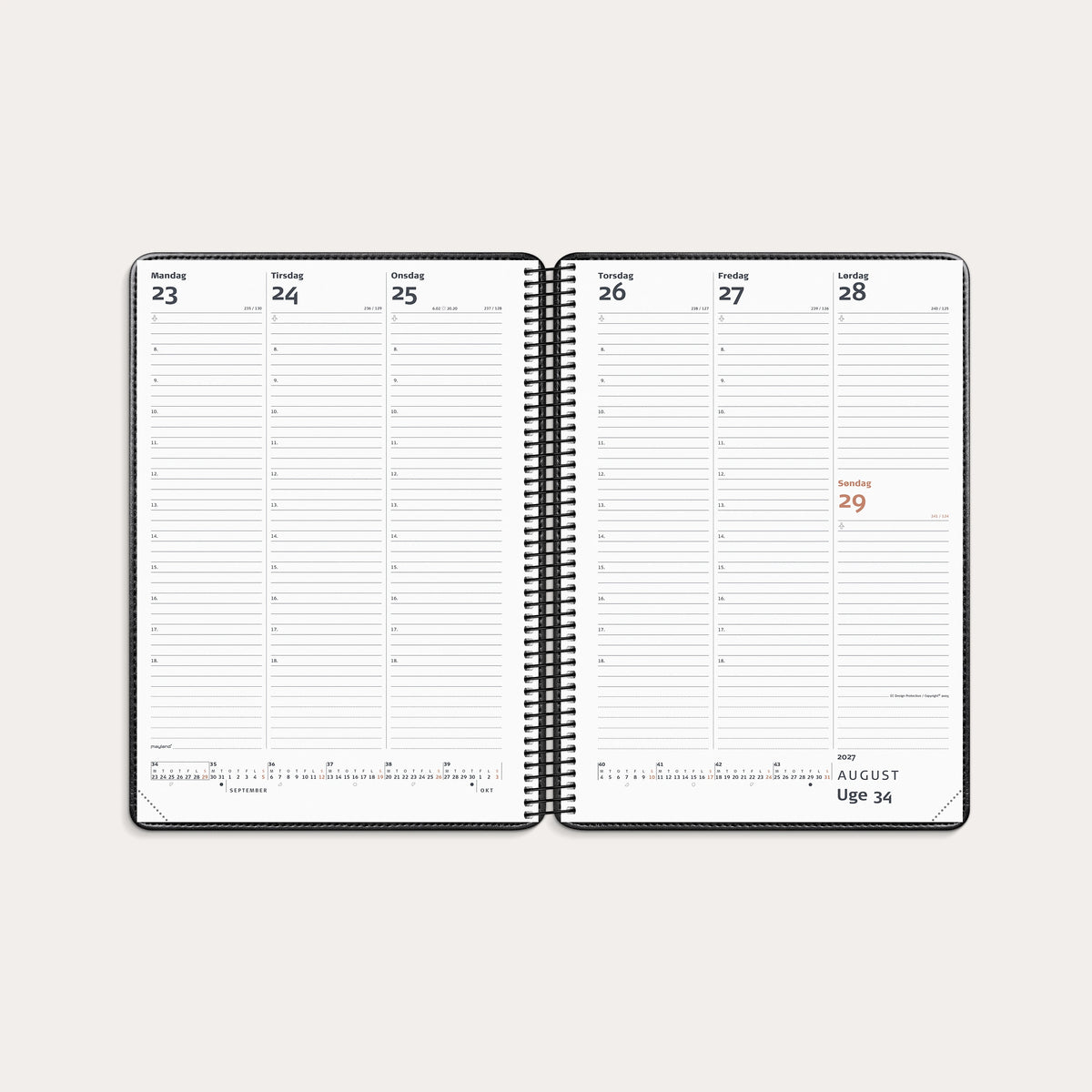 Diplomat ugekalender m/spiral sort kunstskind 2027