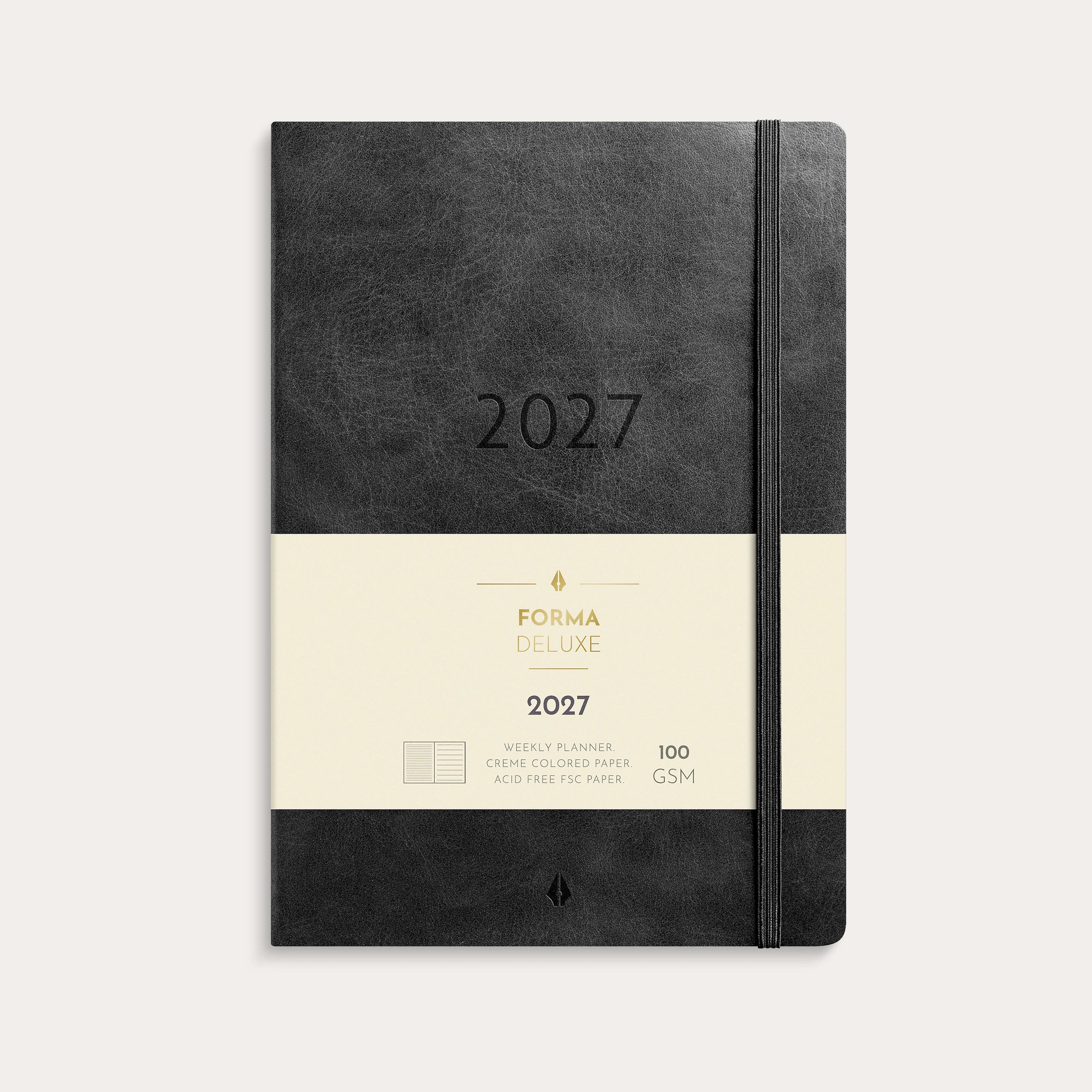 A5 Forma Deluxe ugekalender tværf. sort kunstskind 2027