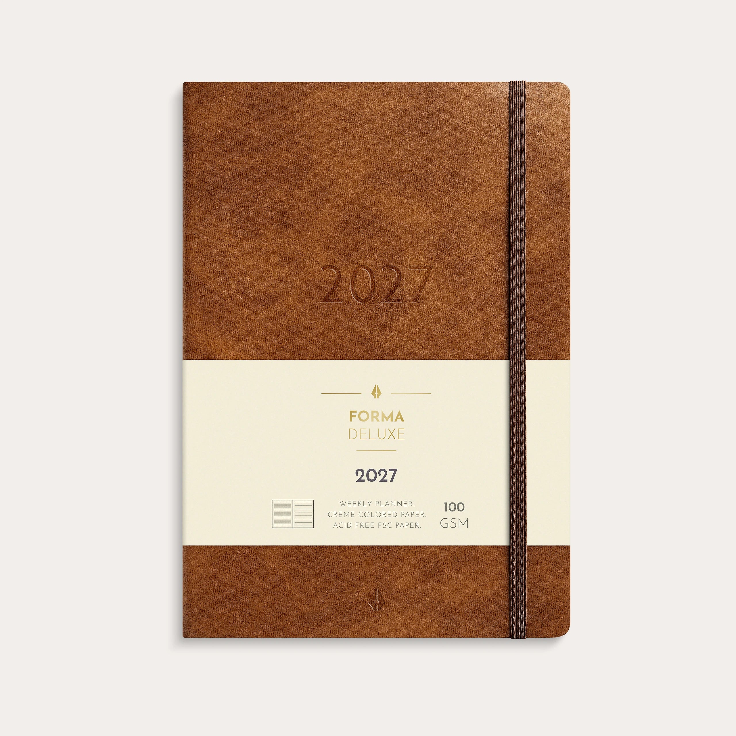 A5 Forma Deluxe ugekalender tværf. brun kunstskind 2027