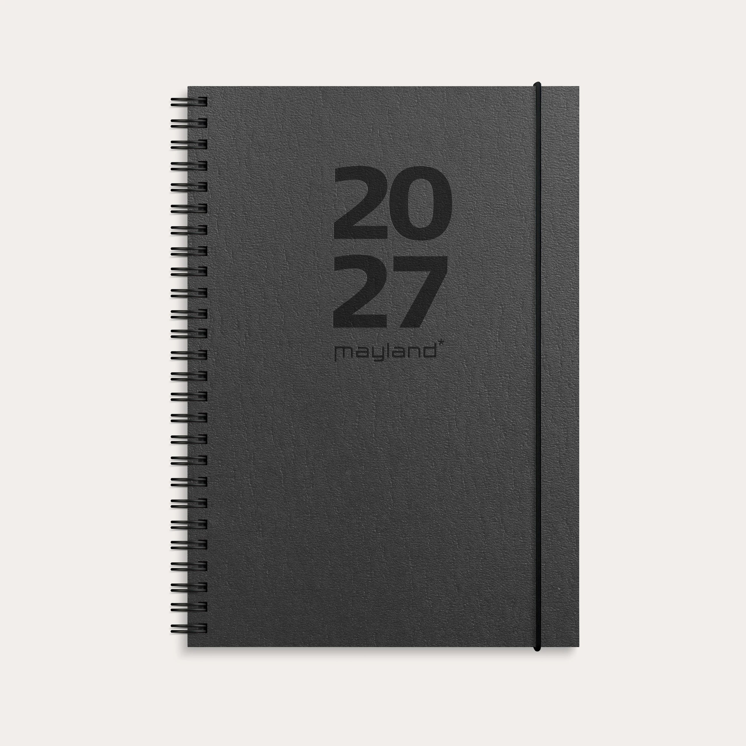 A5 International ugekalender tværf. sort genbrugskarton 2027