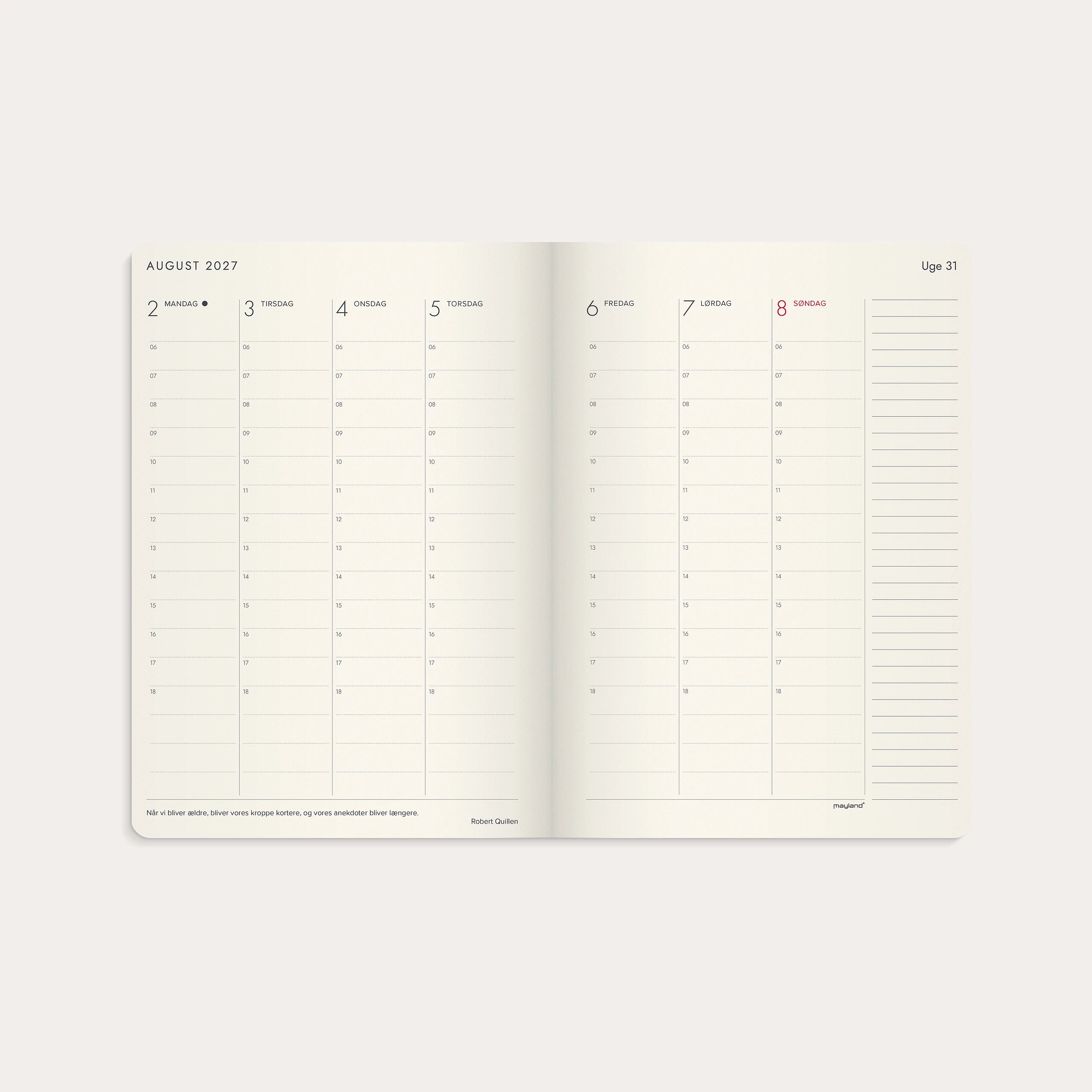 A5 Forma Deluxe ugekalender højf. brun kunstskind 2027