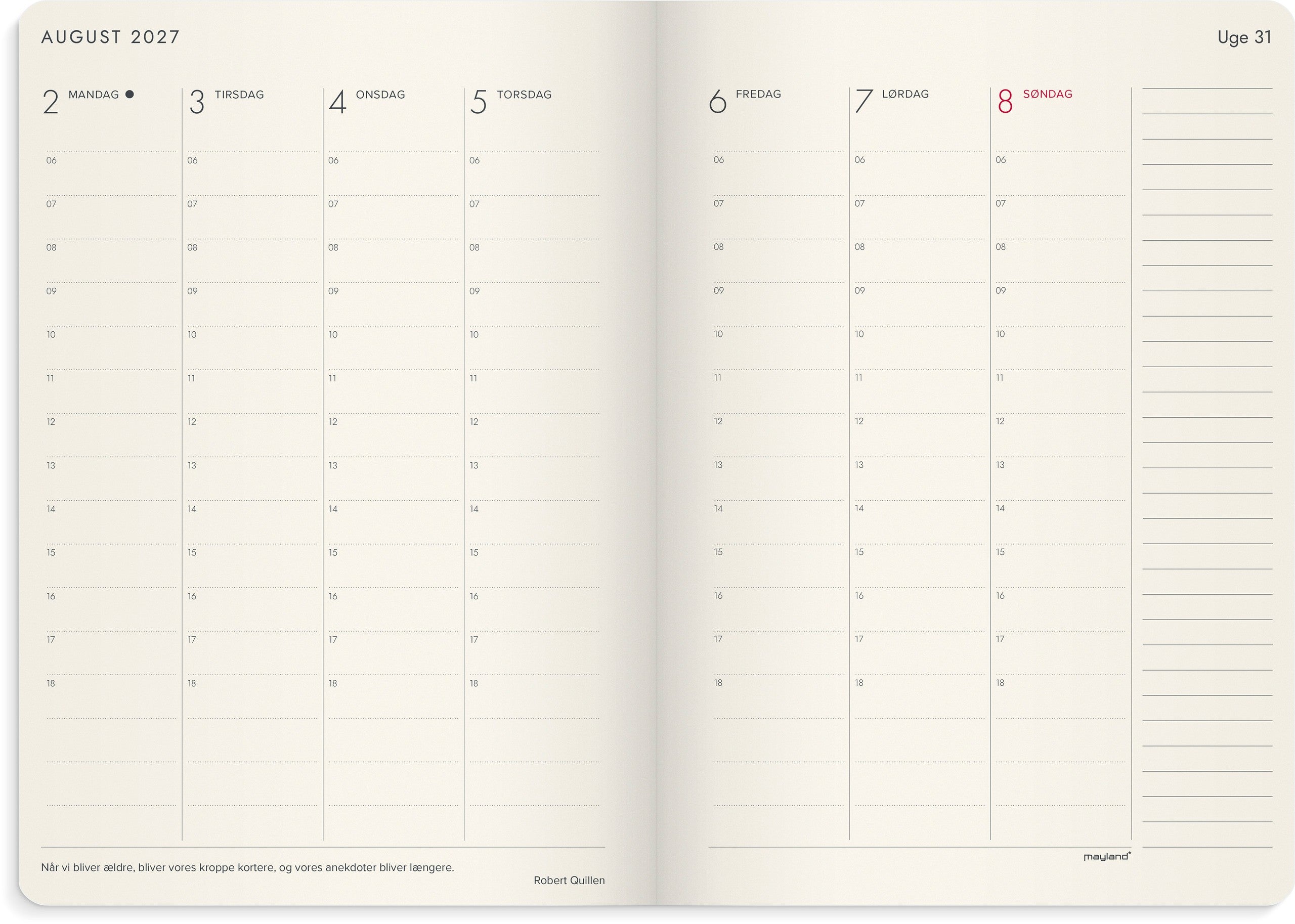 A5 Forma Deluxe ugekalender højf. brun kunstskind 2027