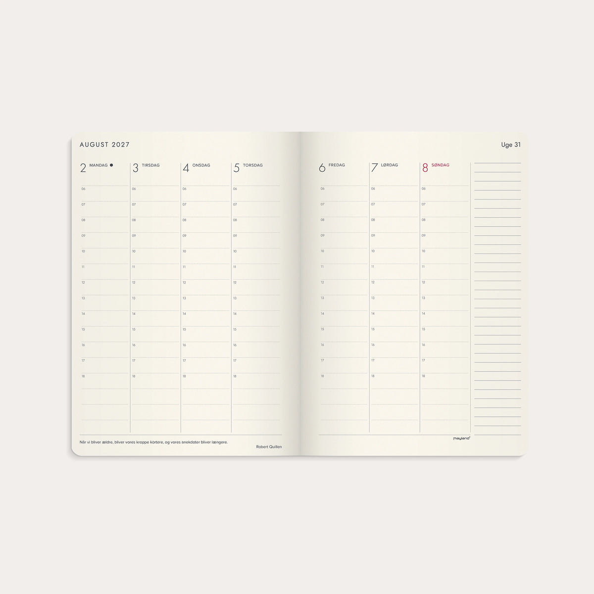 A5 Forma Deluxe ugekalender højf. brun kunstskind 2027