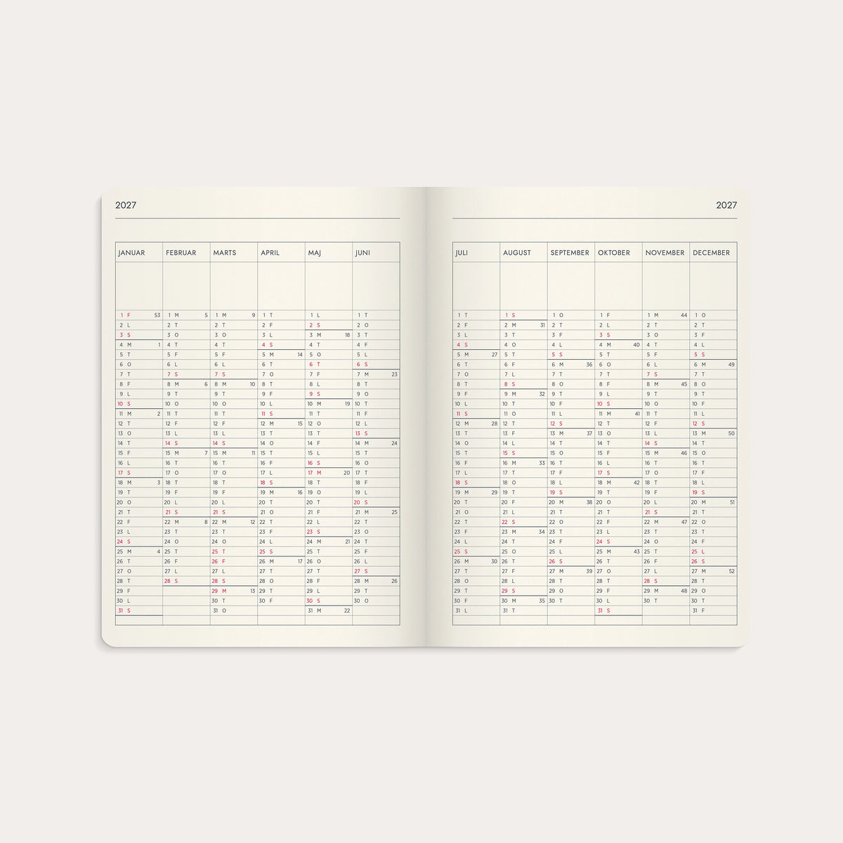 A5 Forma Deluxe ugekalender højf. brun kunstskind 2027