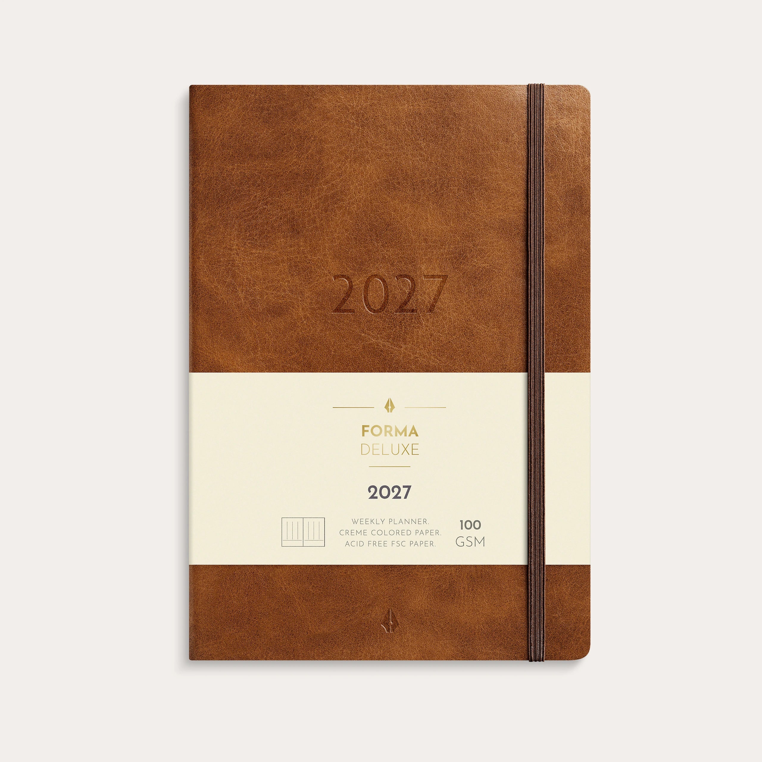 A5 Forma Deluxe ugekalender højf. brun kunstskind 2027