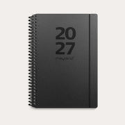 A6 ugekalender tværformat matsort genbrugskarton 2027