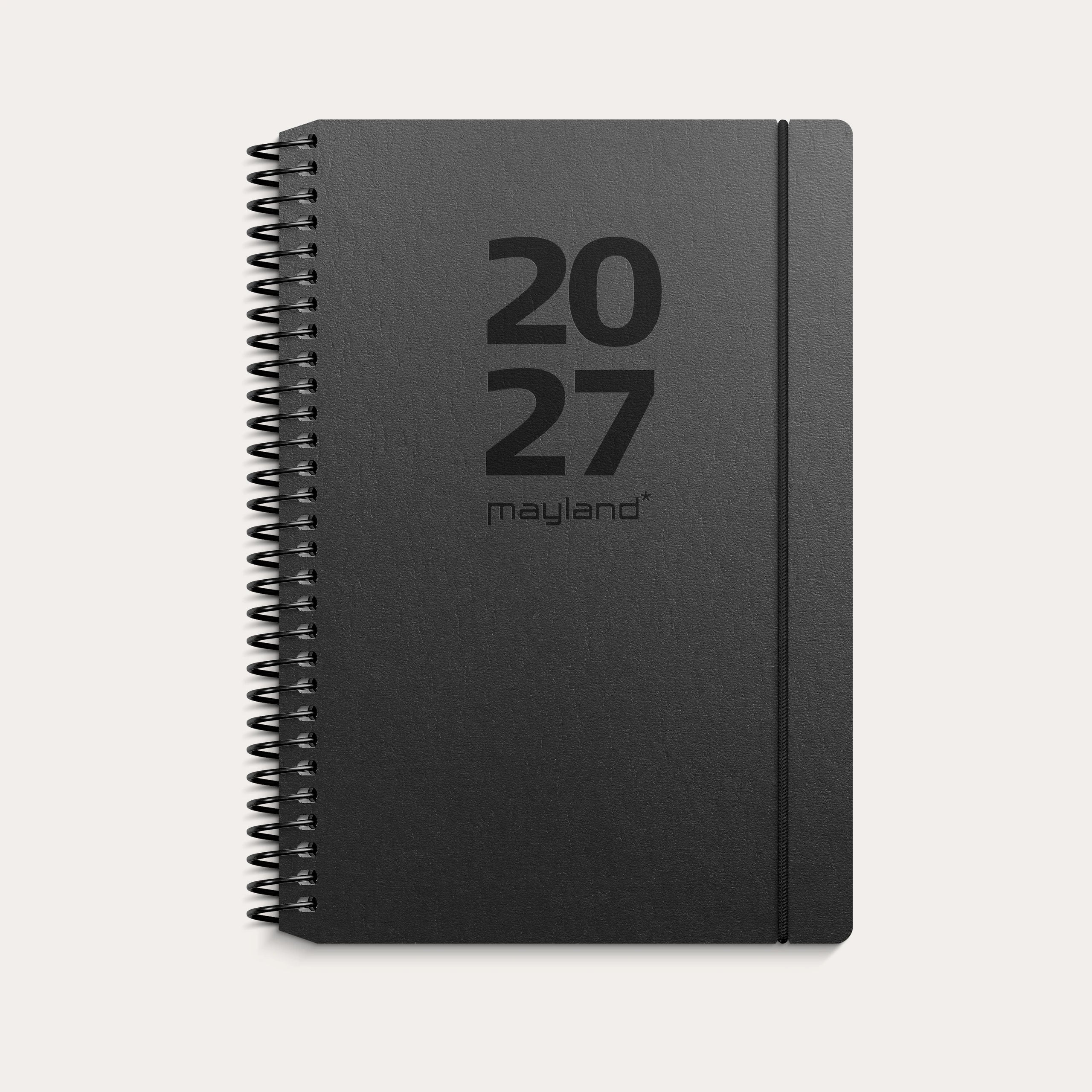 A6 ugekalender tværformat matsort genbrugskarton 2027