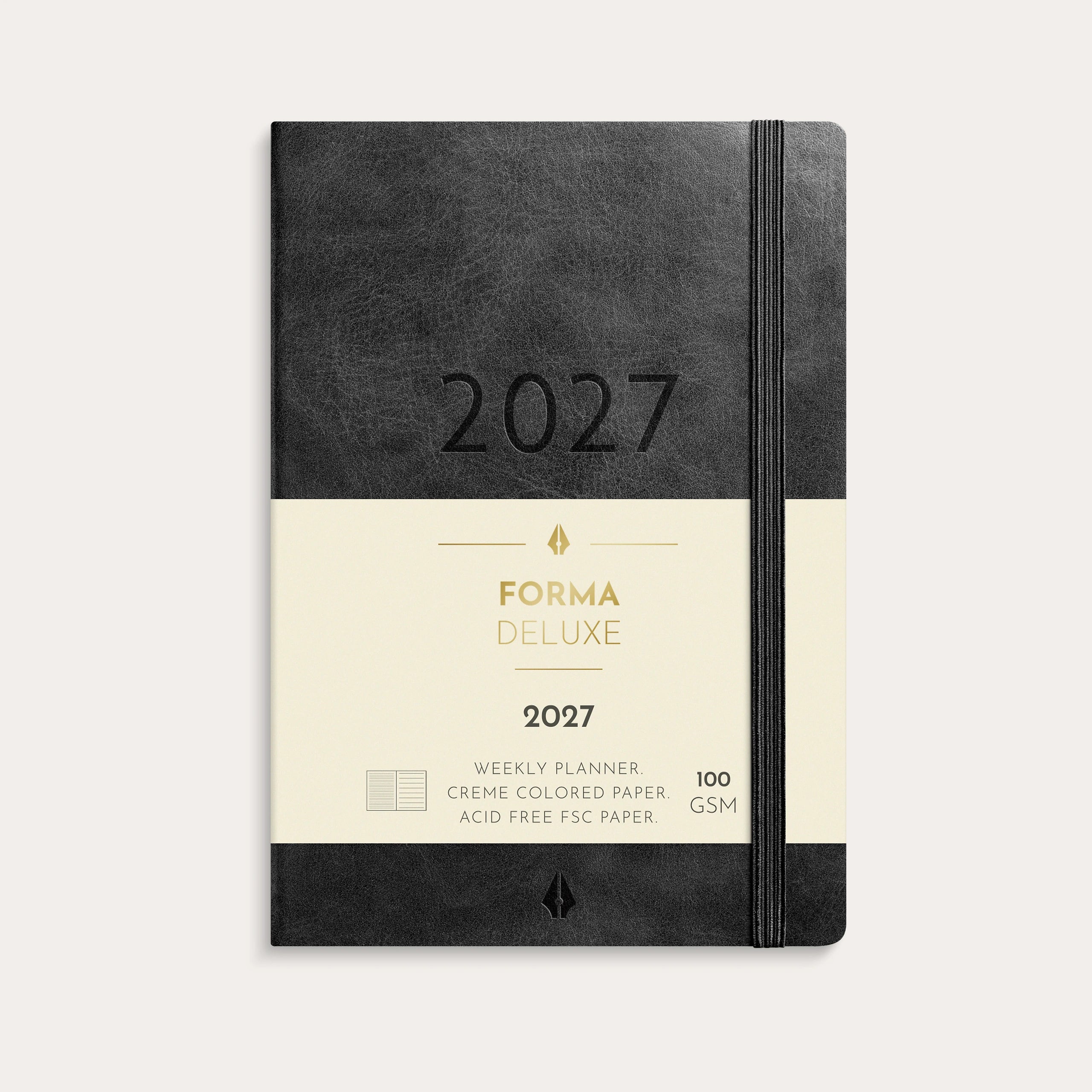 A6 Forma Deluxe ugekalender tværf. sort kunstskind 2027