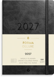 A6 Forma Deluxe ugekalender tværf. sort kunstskind 2027