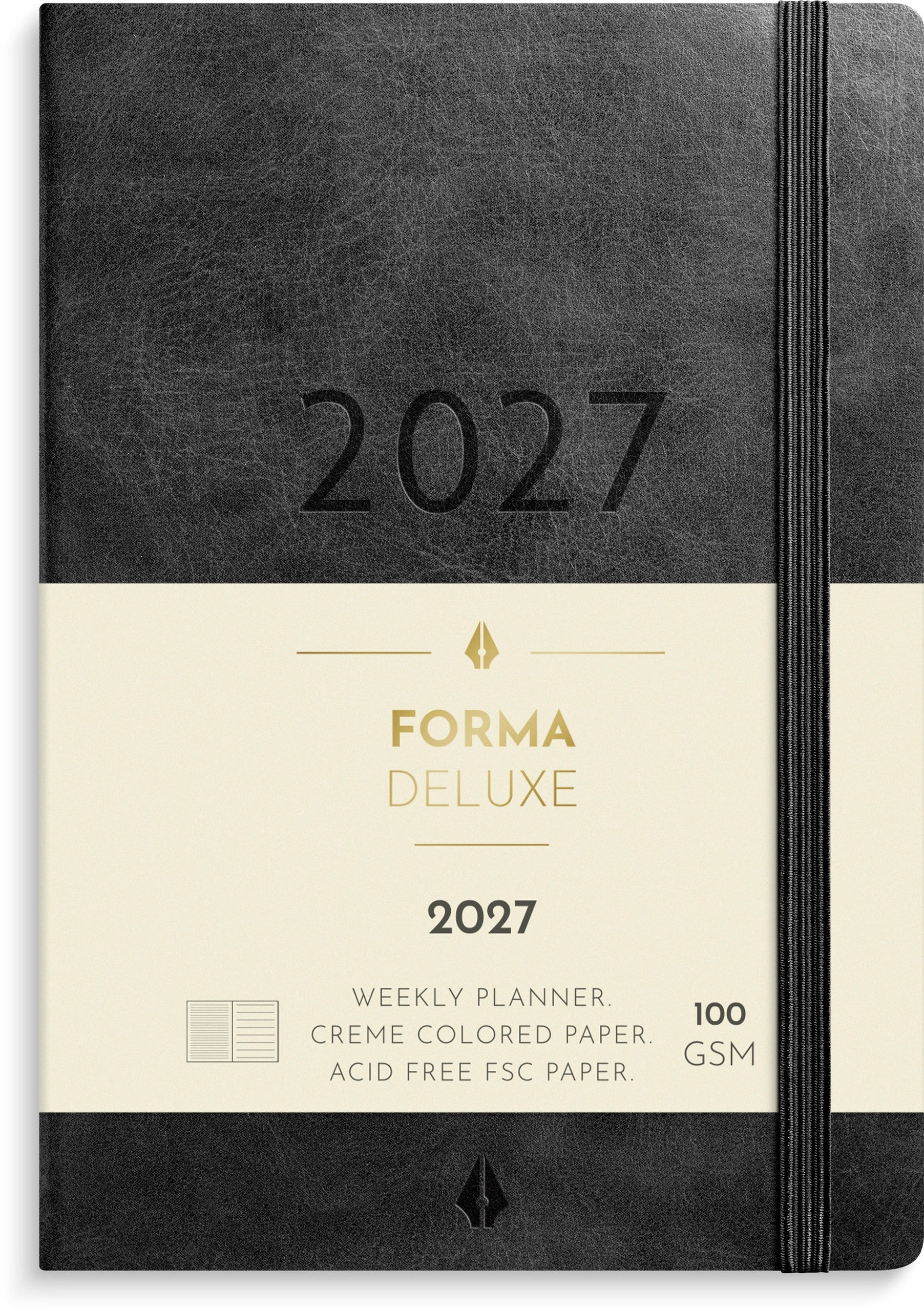 A6 Forma Deluxe ugekalender tværf. sort kunstskind 2027