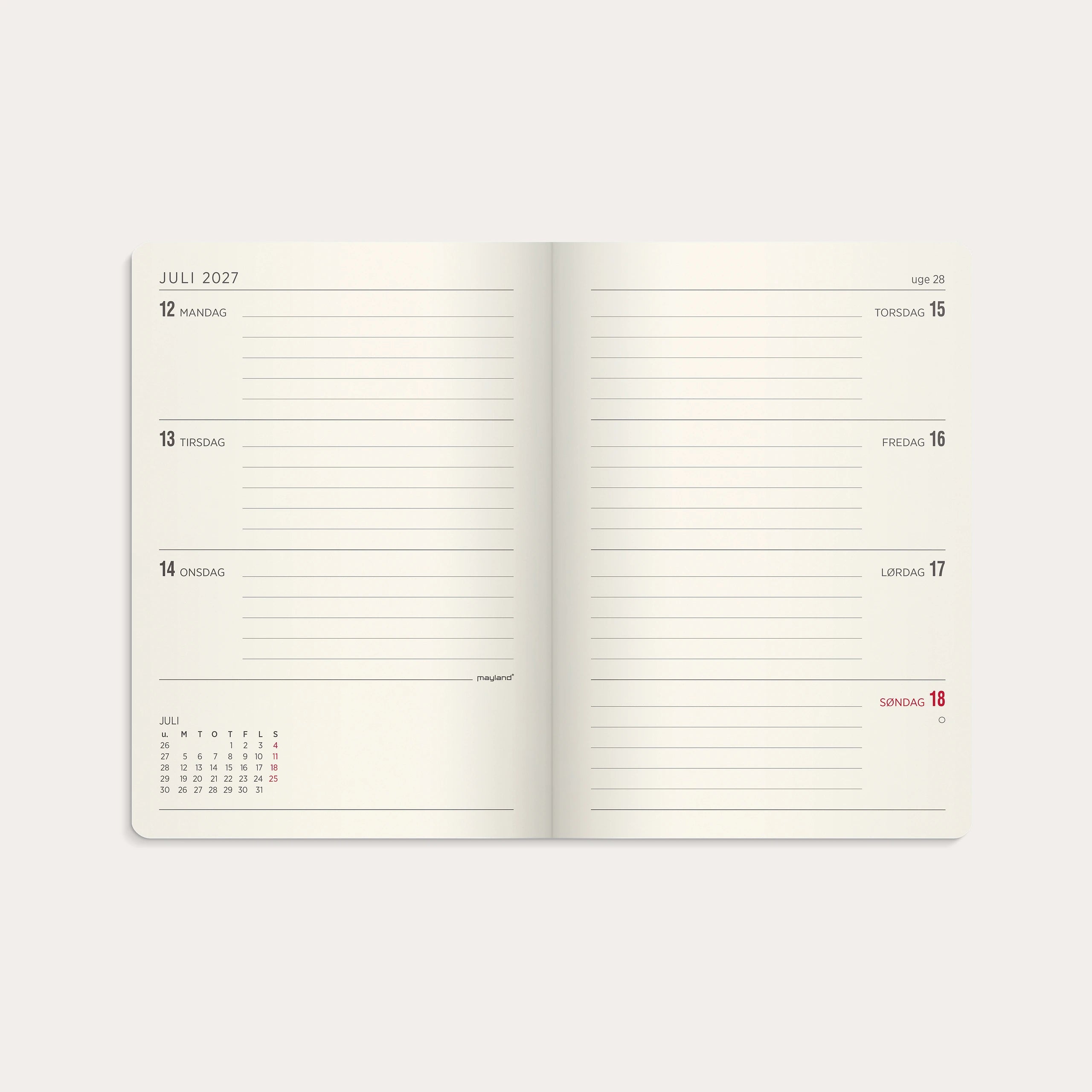 A6 Forma Deluxe ugekalender tværf. brun kunstskind 2027