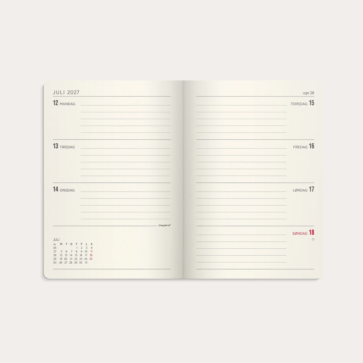 A6 Forma Deluxe ugekalender tværf. brun kunstskind 2027