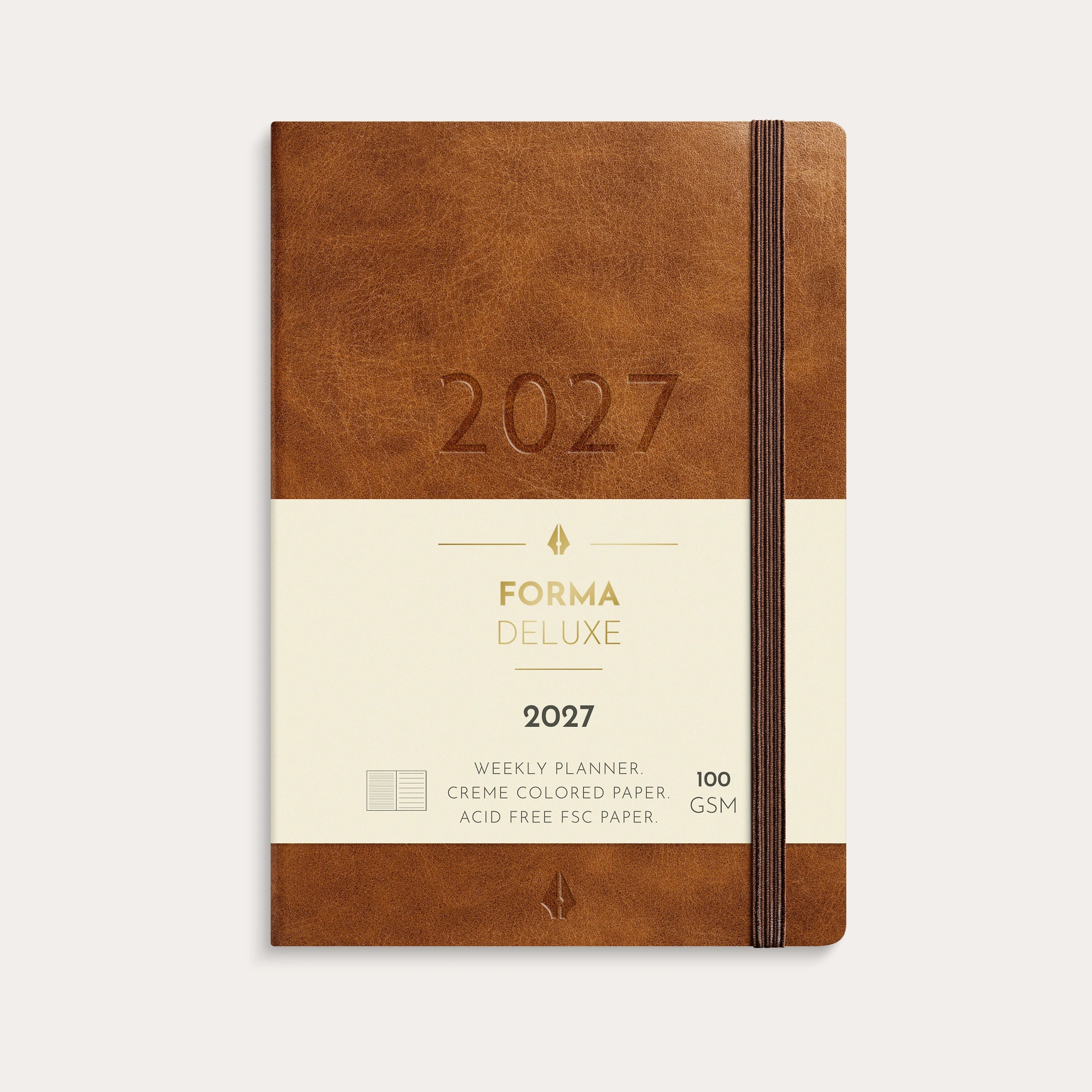 A6 Forma Deluxe ugekalender tværf. brun kunstskind 2027