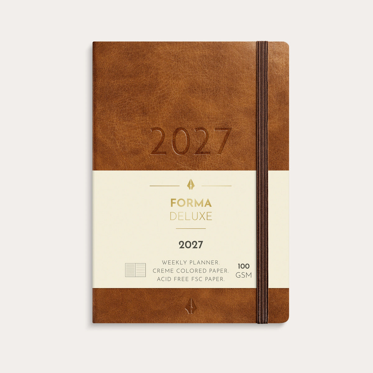 A6 Forma Deluxe ugekalender tværf. brun kunstskind 2027
