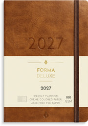 A6 Forma Deluxe ugekalender tværf. brun kunstskind 2027