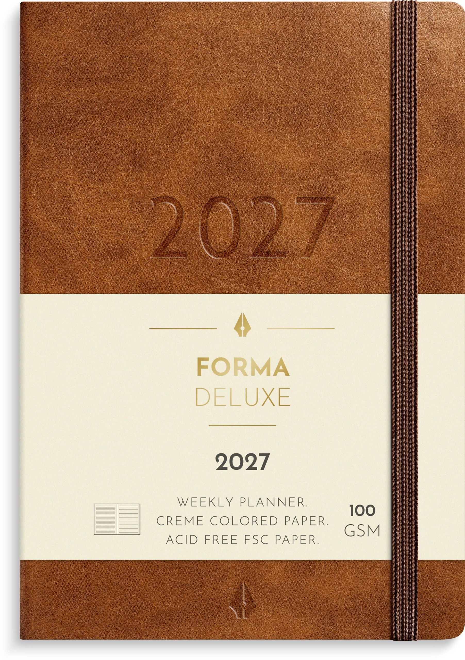 A6 Forma Deluxe ugekalender tværf. brun kunstskind 2027