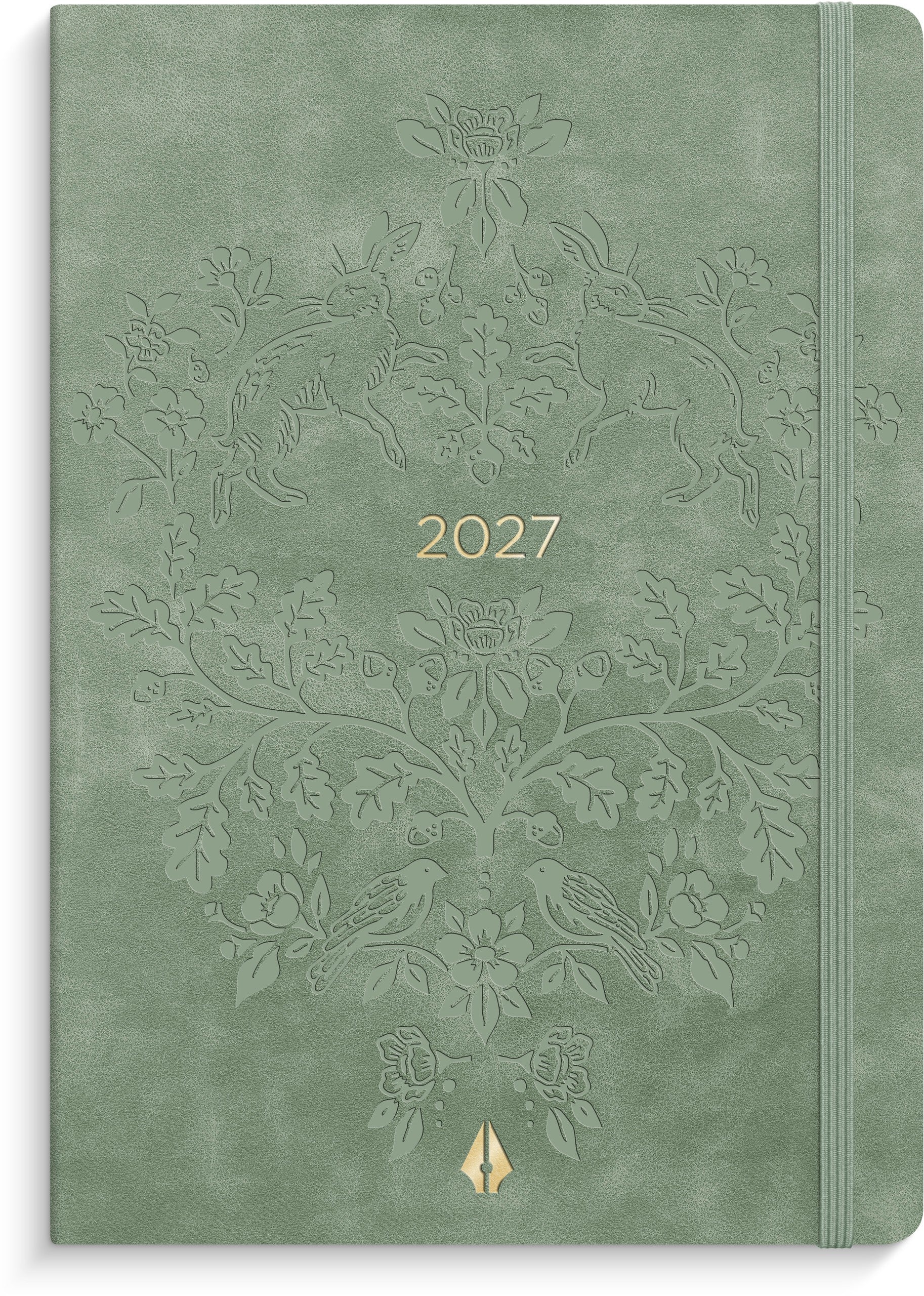 A6 Forma Deluxe ugekalender tværf. grøn kunstskind 2027