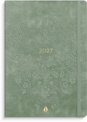 A6 Forma Deluxe ugekalender tværf. grøn kunstskind 2027