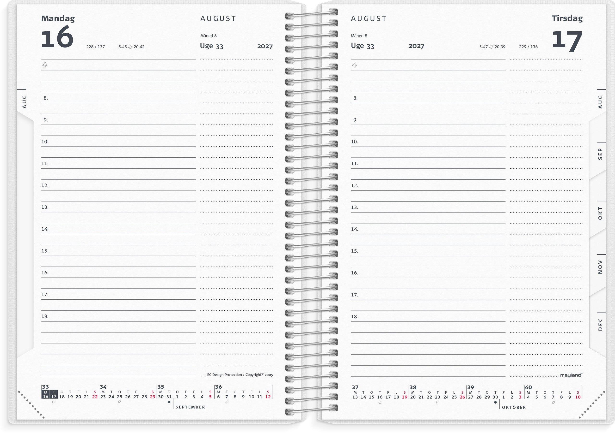 Dagkalender m/4 illu. PP-plast 2027