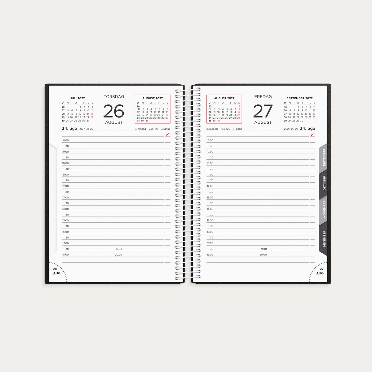 Dagkalender sort PP-plast 2027