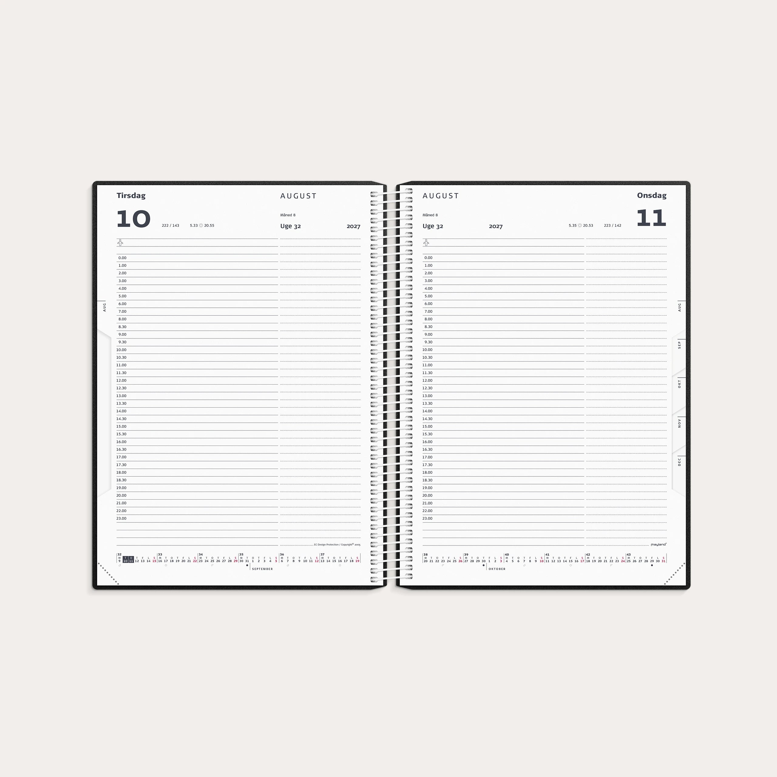 Timekalender sort PP-plast 2027