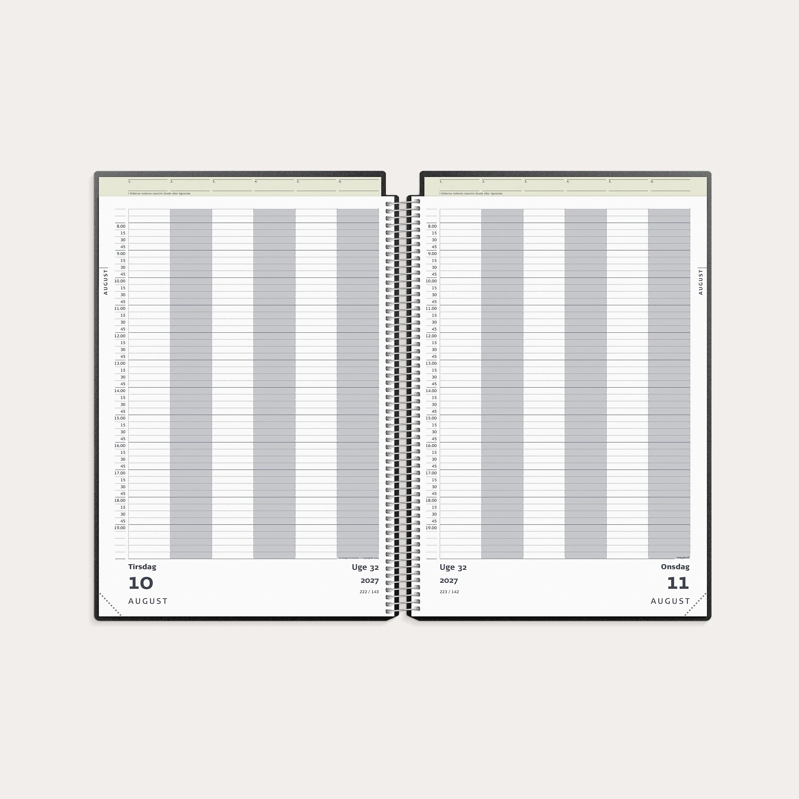 Aftalekalender A4 dag sort PP-plast 2027