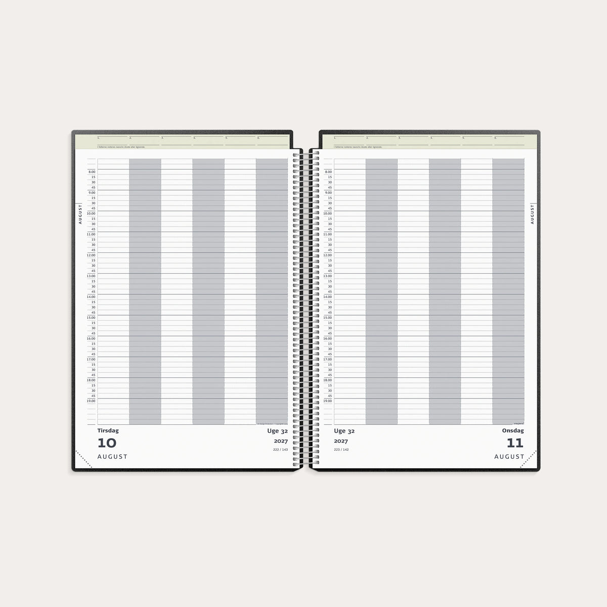 Aftalekalender A4 dag sort PP-plast 2027