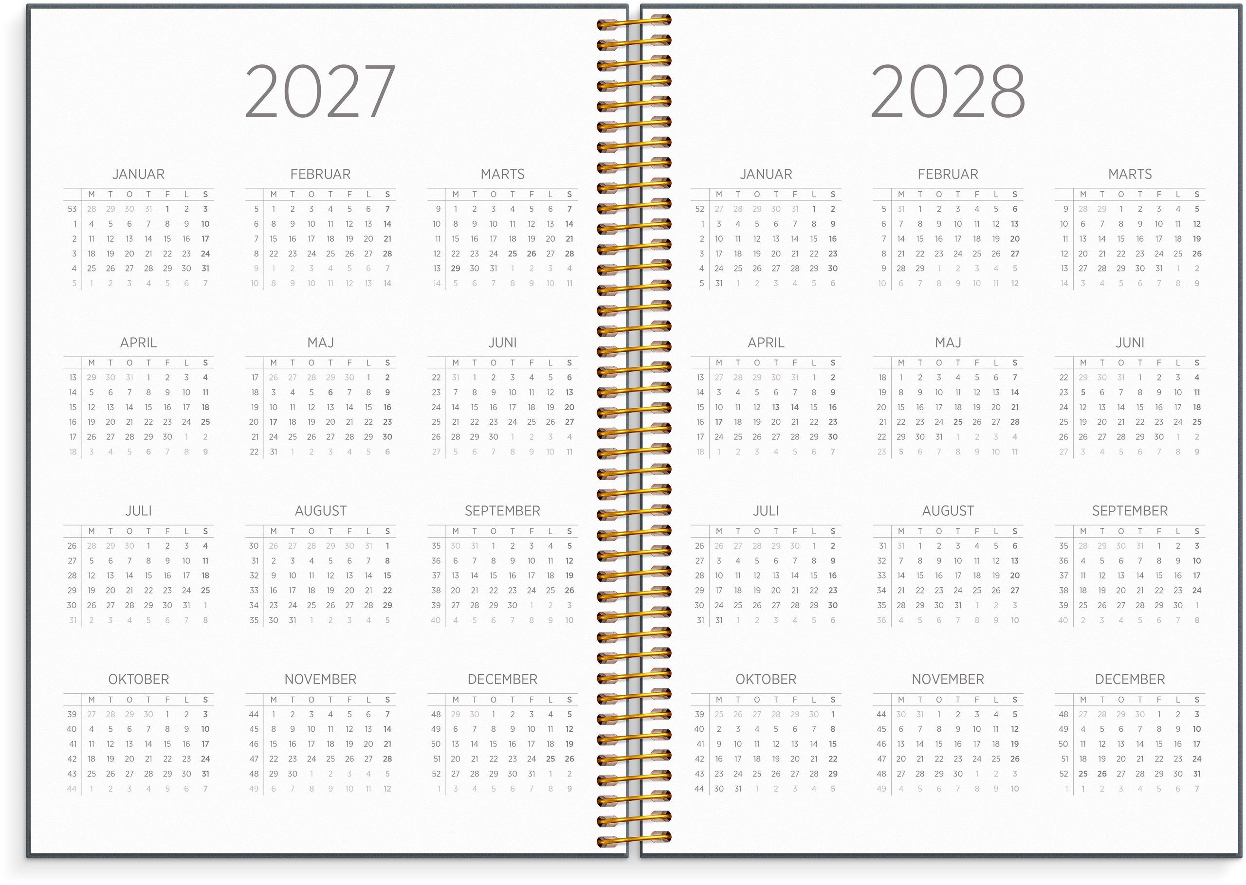 Organizer & Notes A5 ugekalender 2027