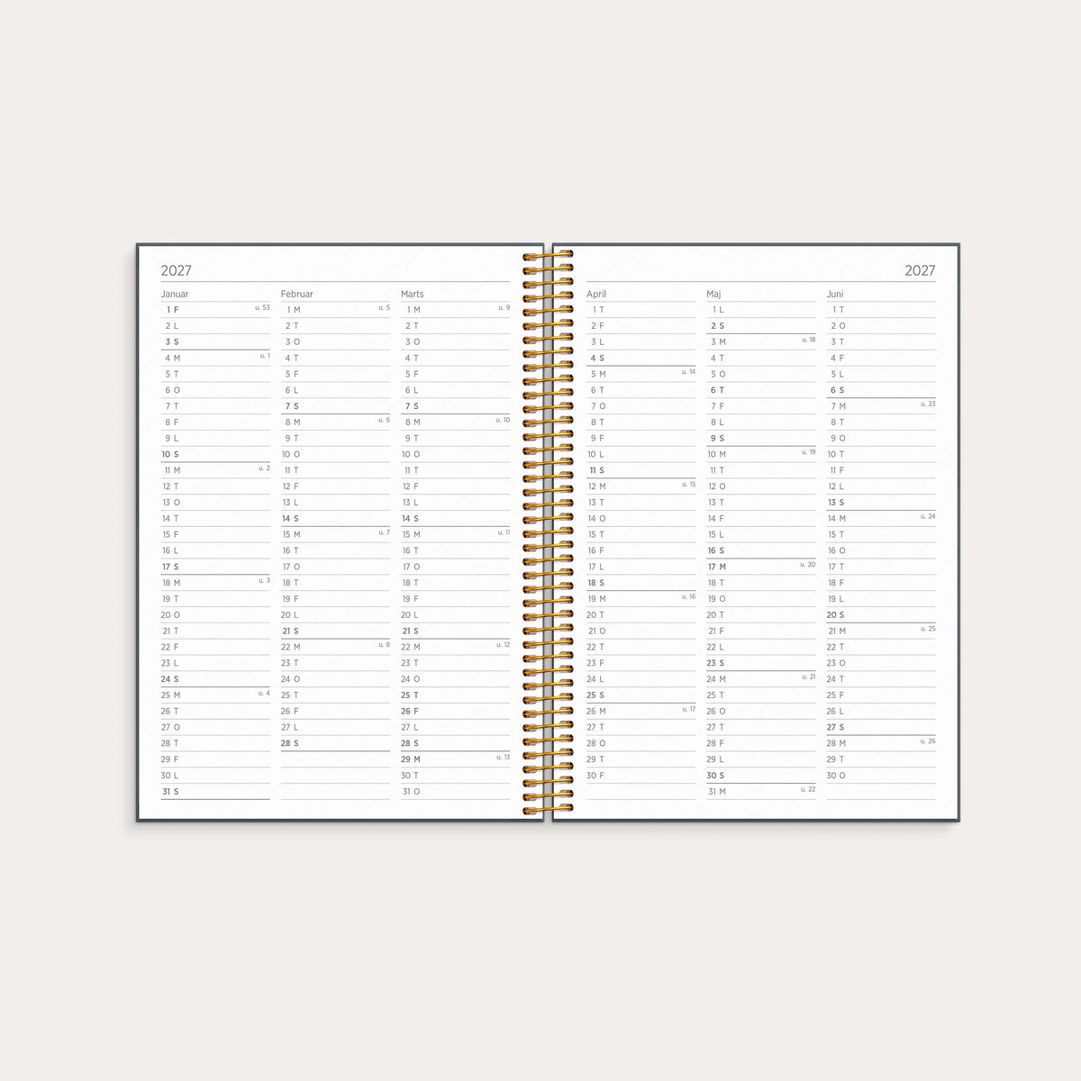 Organizer & Notes A5 ugekalender 2027
