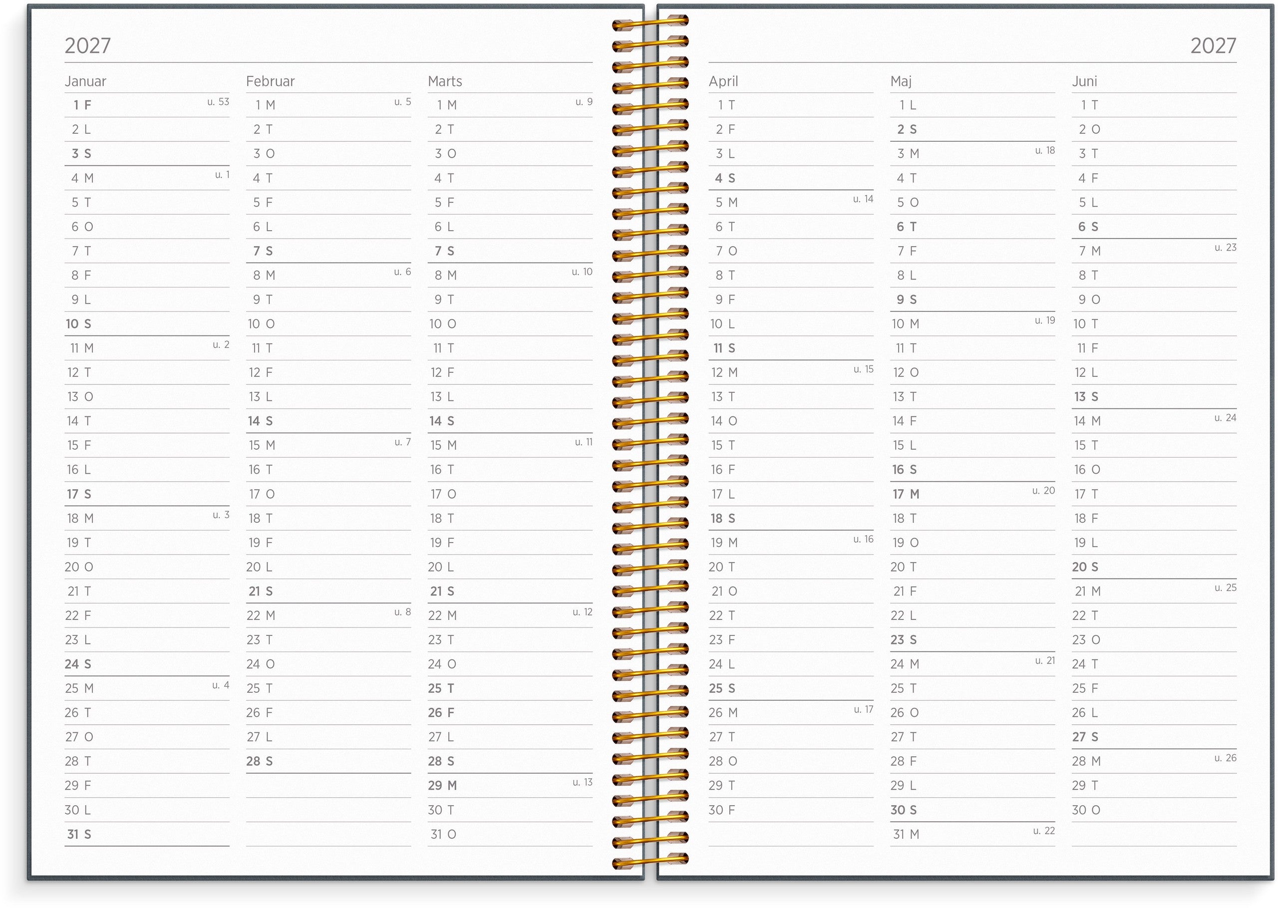 Organizer & Notes A5 ugekalender 2027