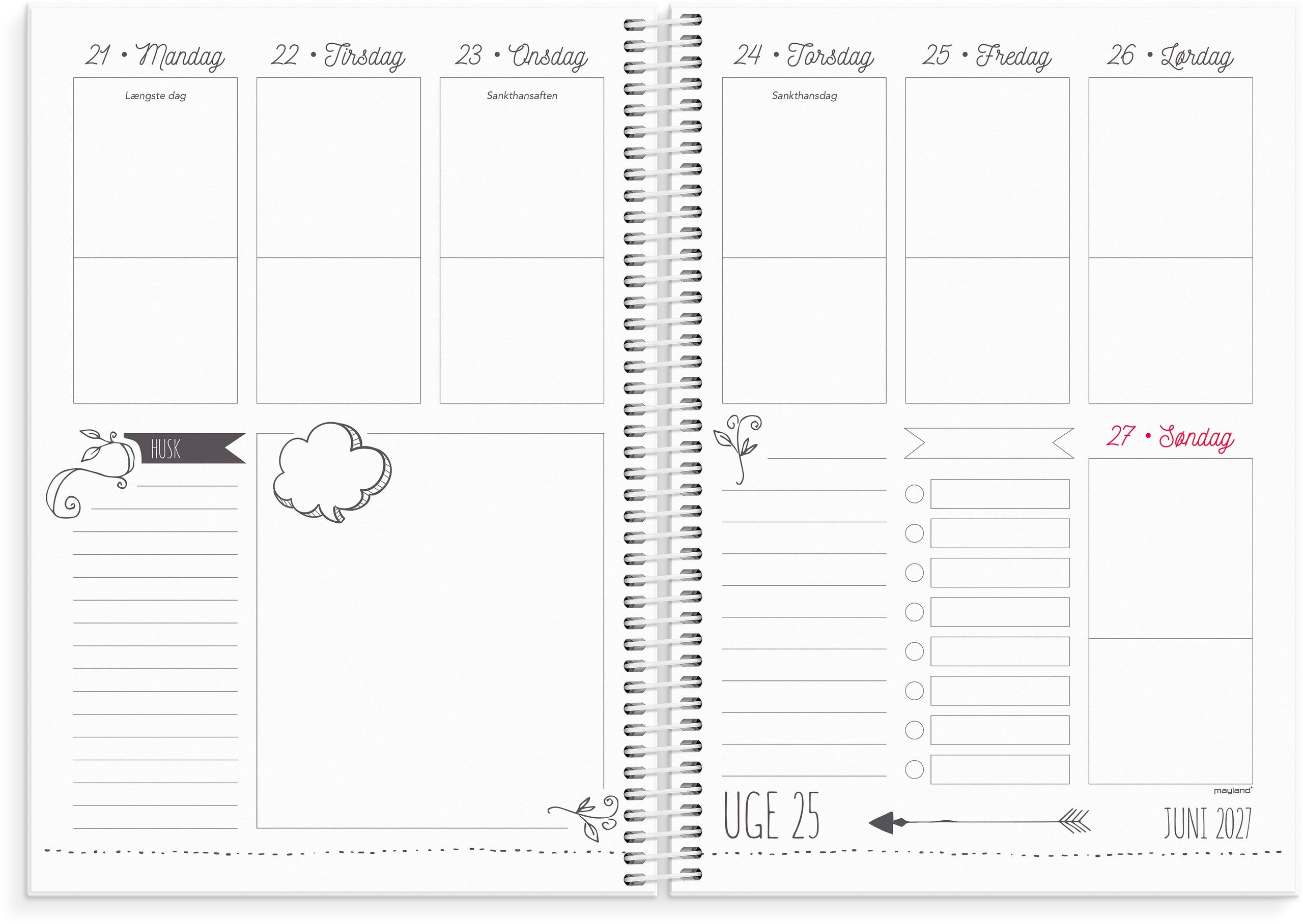Doodle I A5 ugekalender 2027