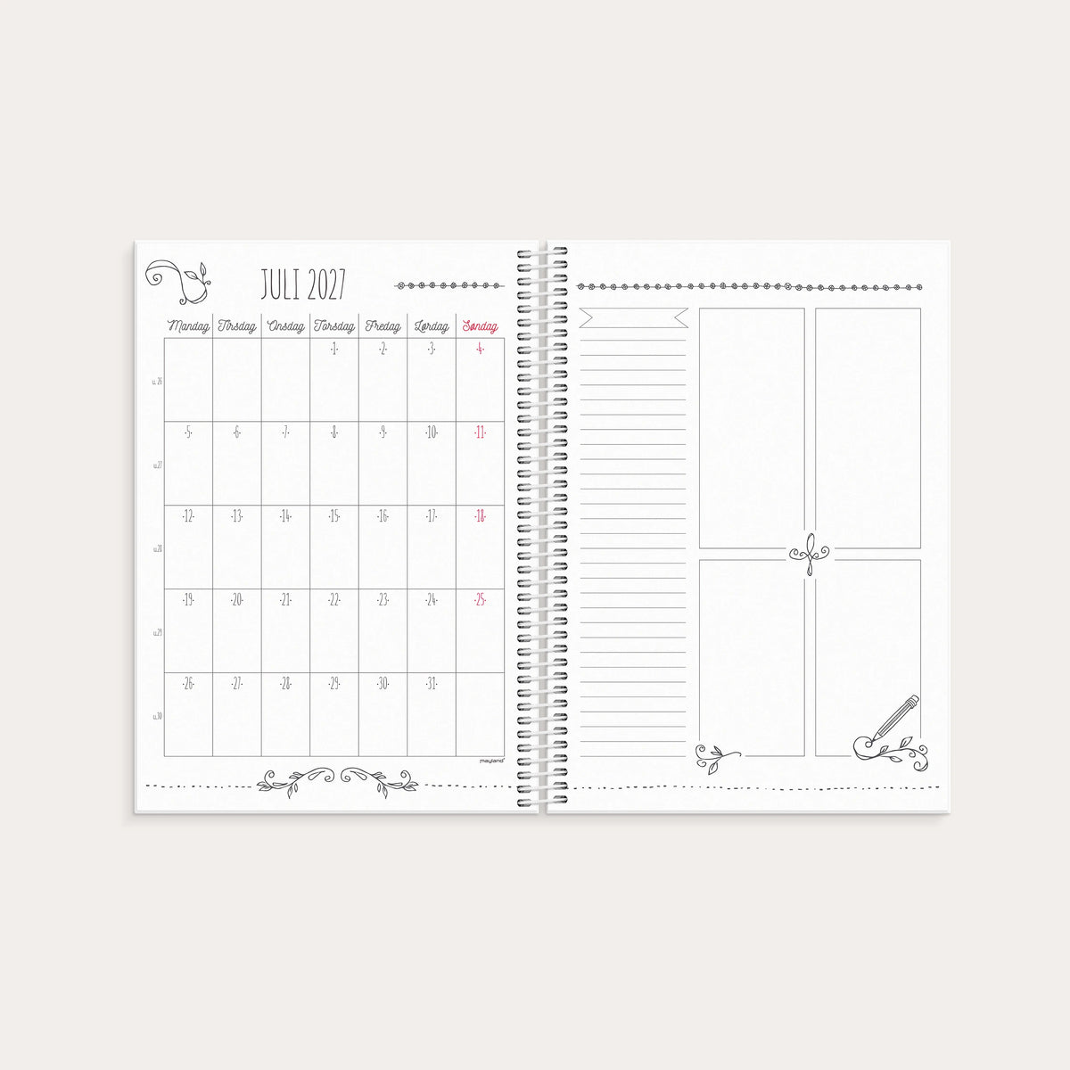 Doodle I A5 ugekalender 2027