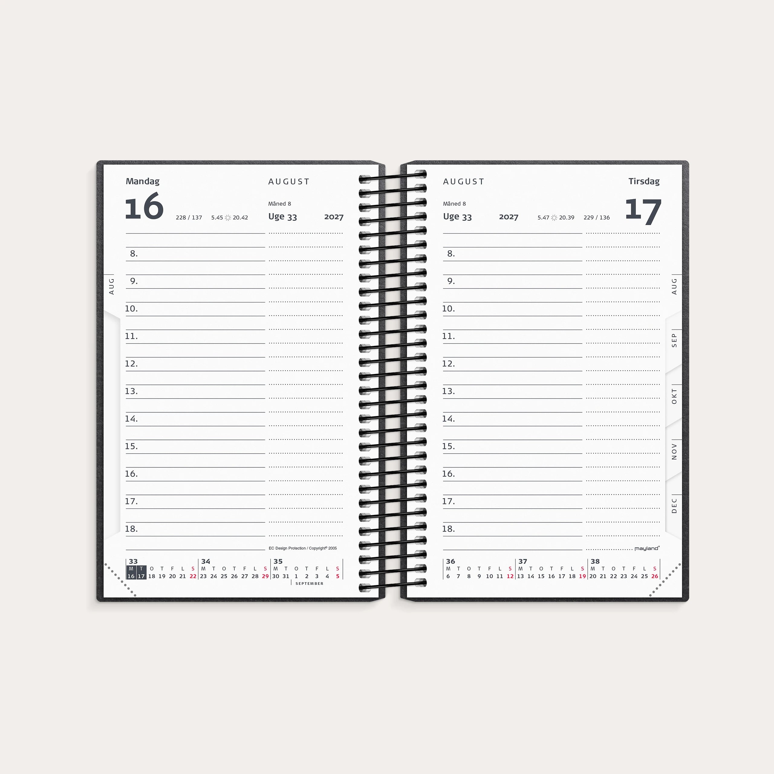 Mini dagkalender matsort genbrugskarton 2027