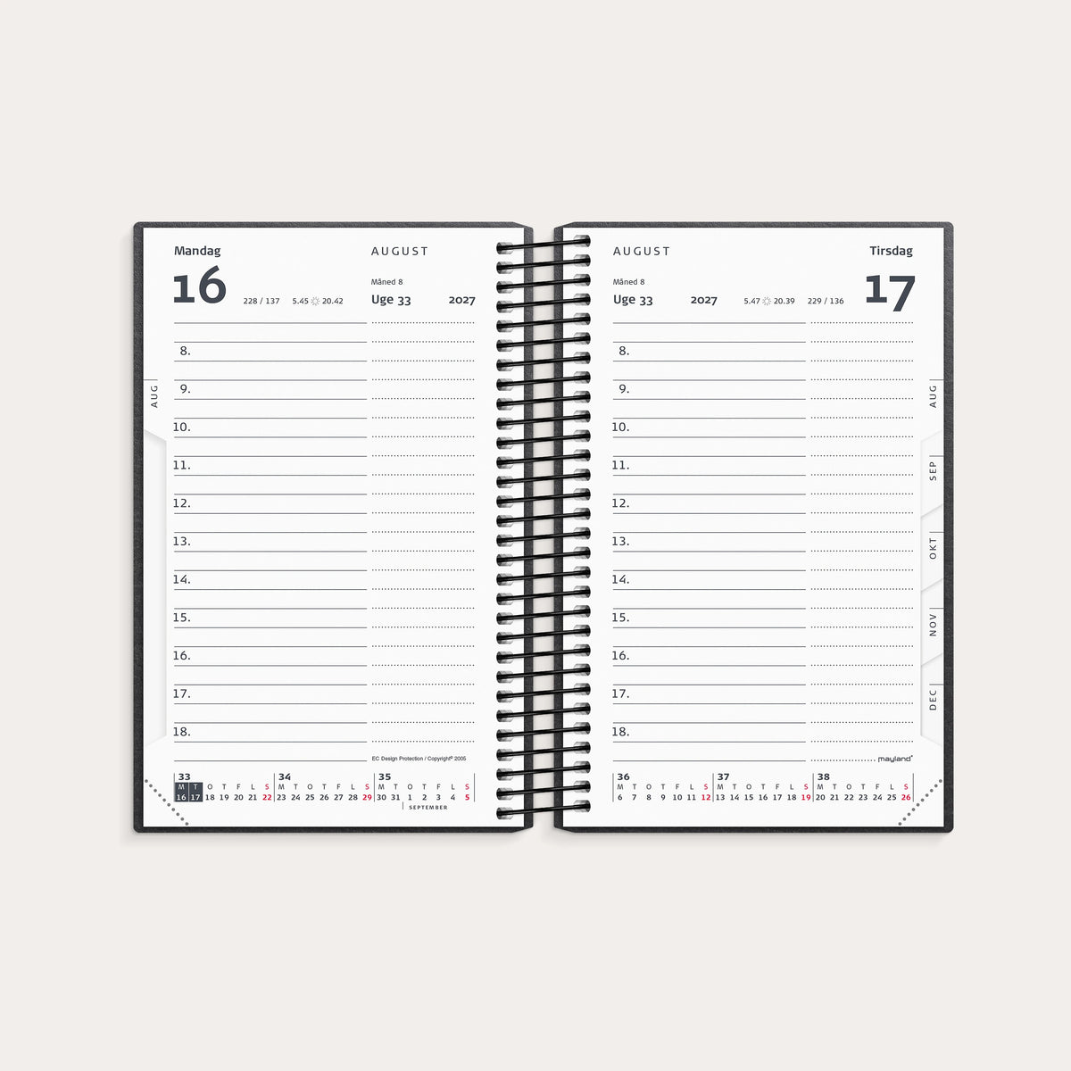 Mini dagkalender matsort genbrugskarton 2027