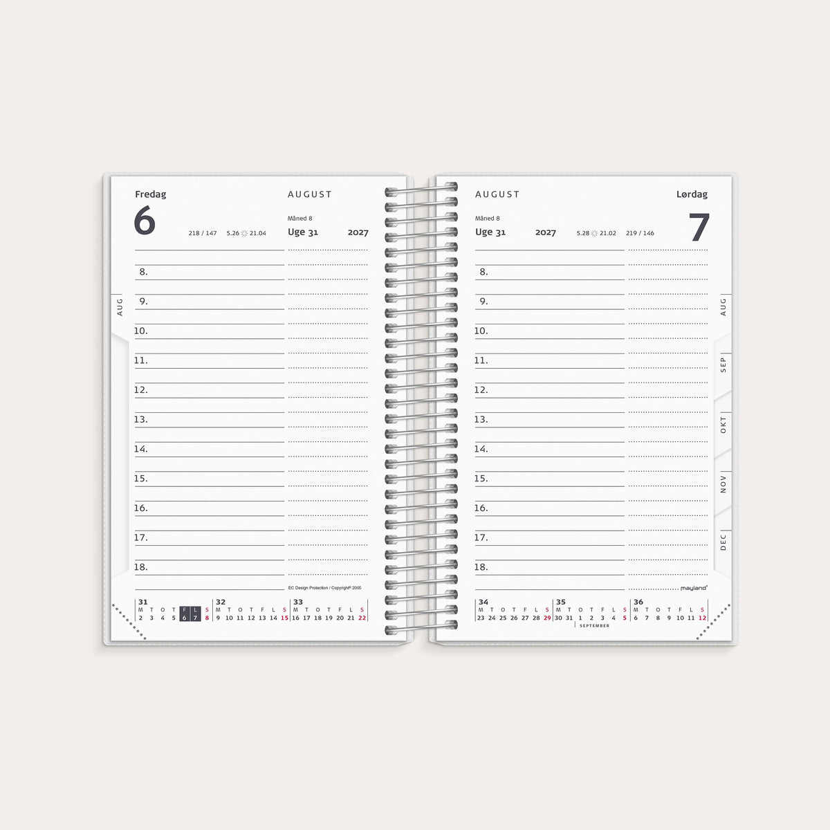 Mini dagkalender m/4 illu. PP-plast 2027
