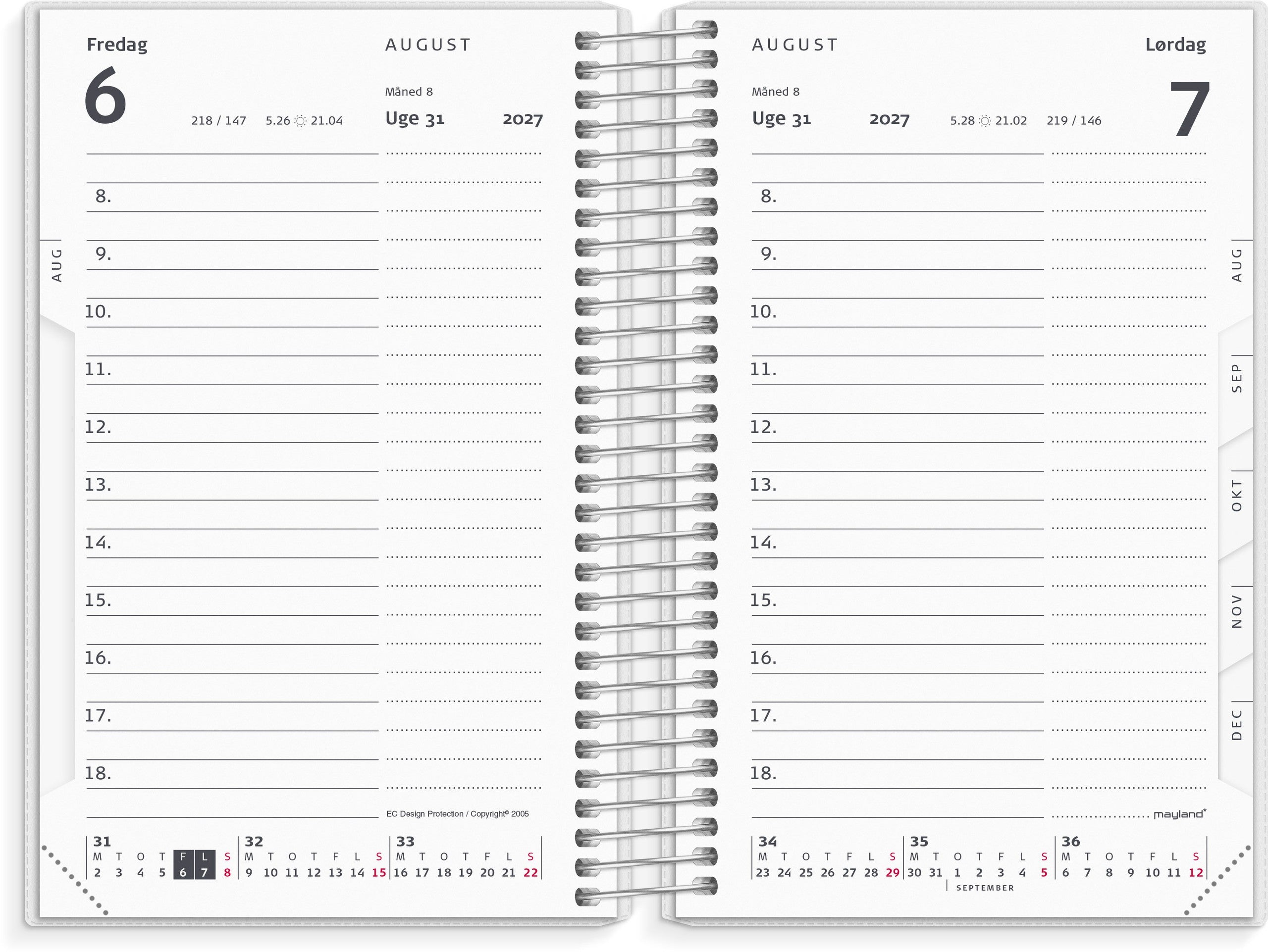 Mini dagkalender m/4 illu. PP-plast 2027