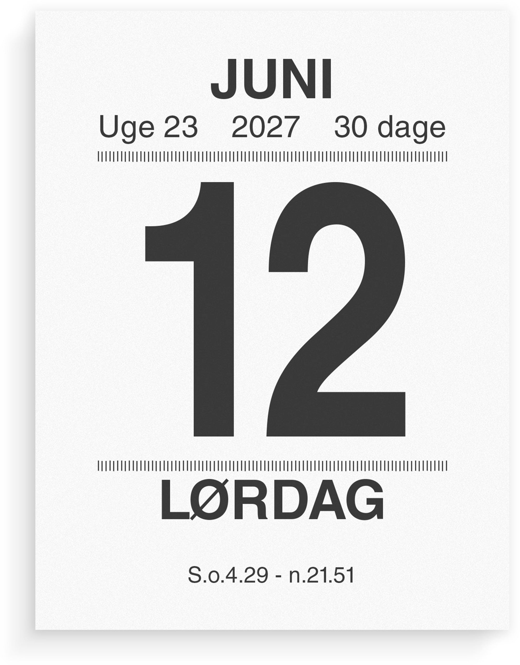 Broderikalender m/split og bagsidetekst 2027