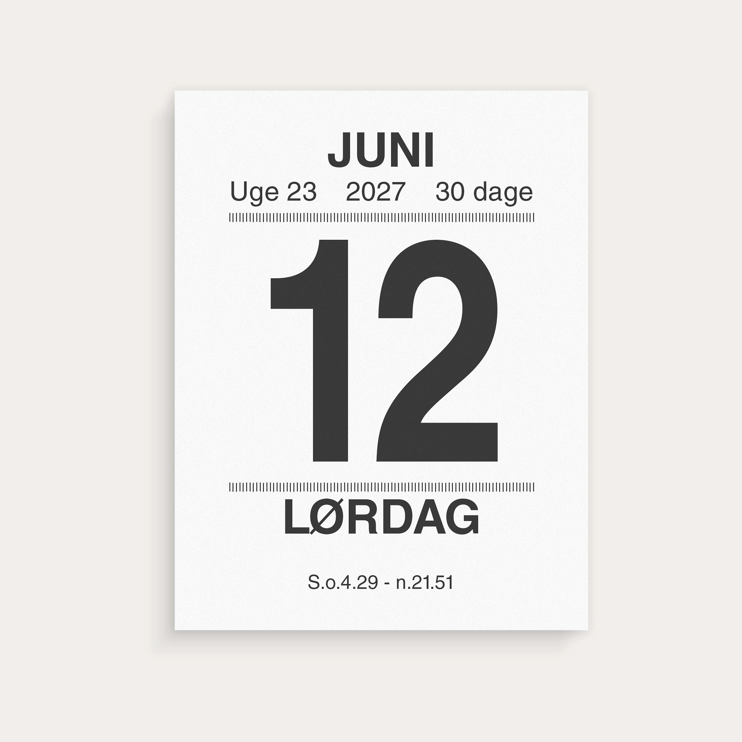 Broderikalender m/split og bagsidetekst 2027