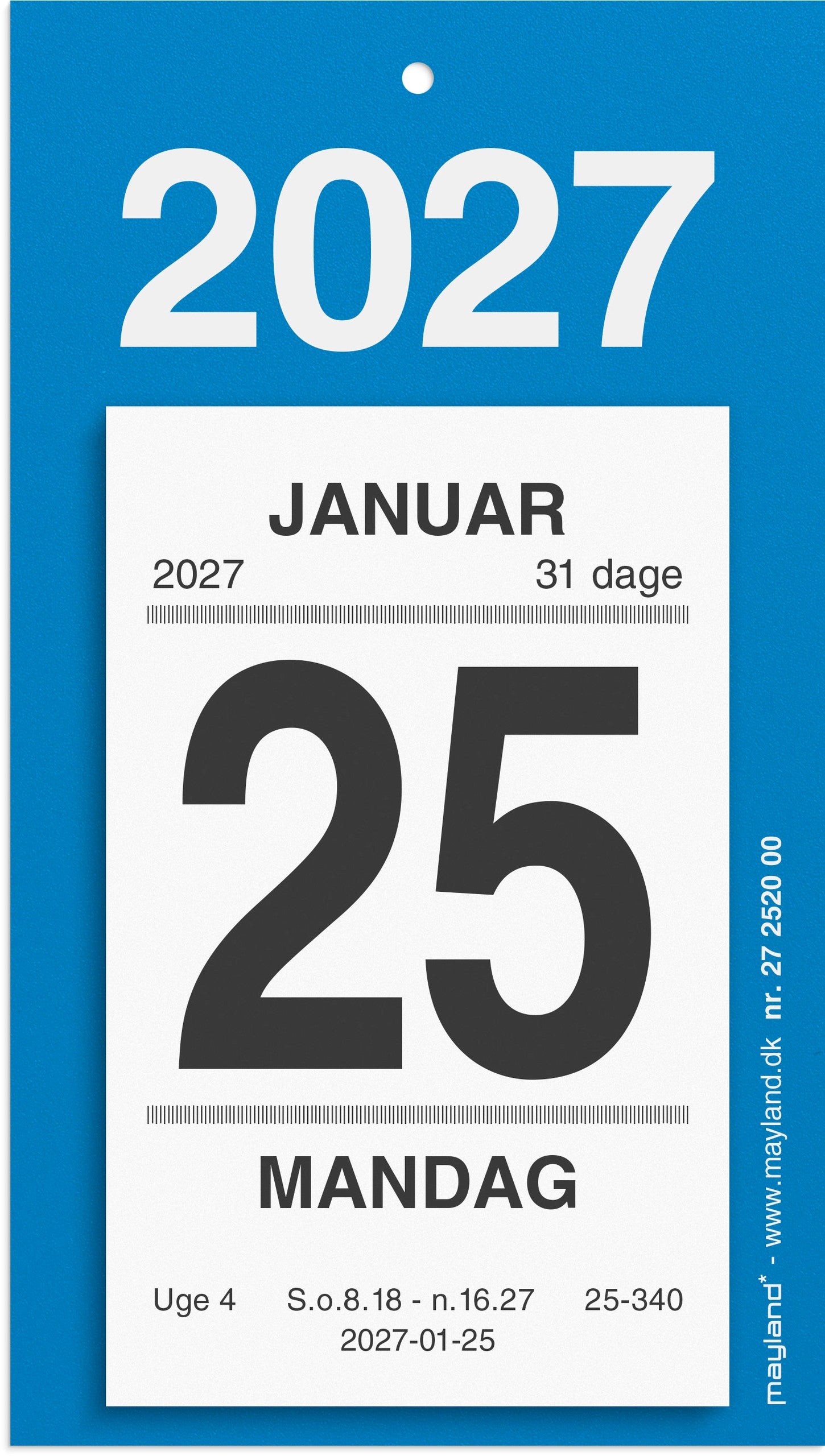 Afrivningskalender m/bagsidetekst 2027