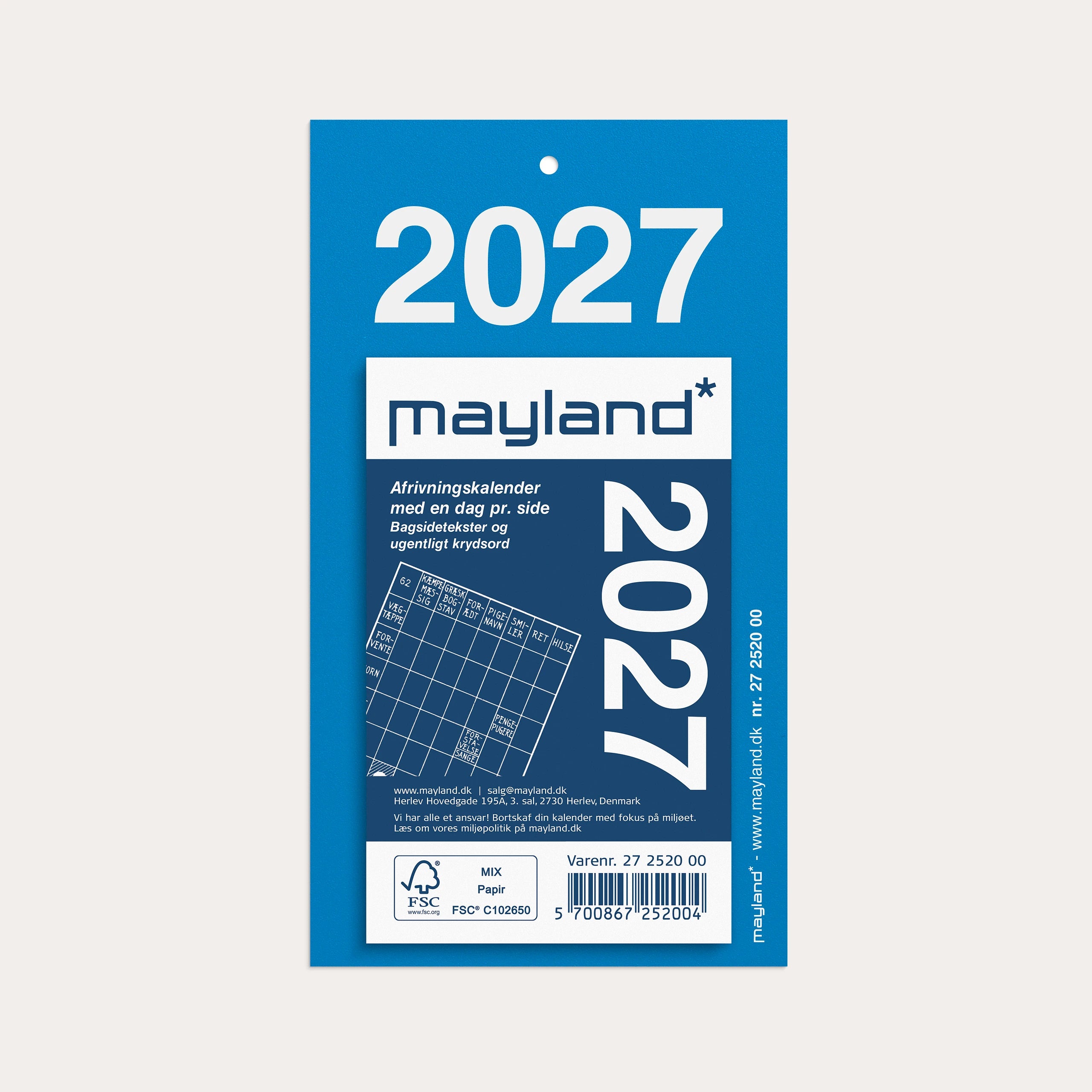 Afrivningskalender m/bagsidetekst 2027