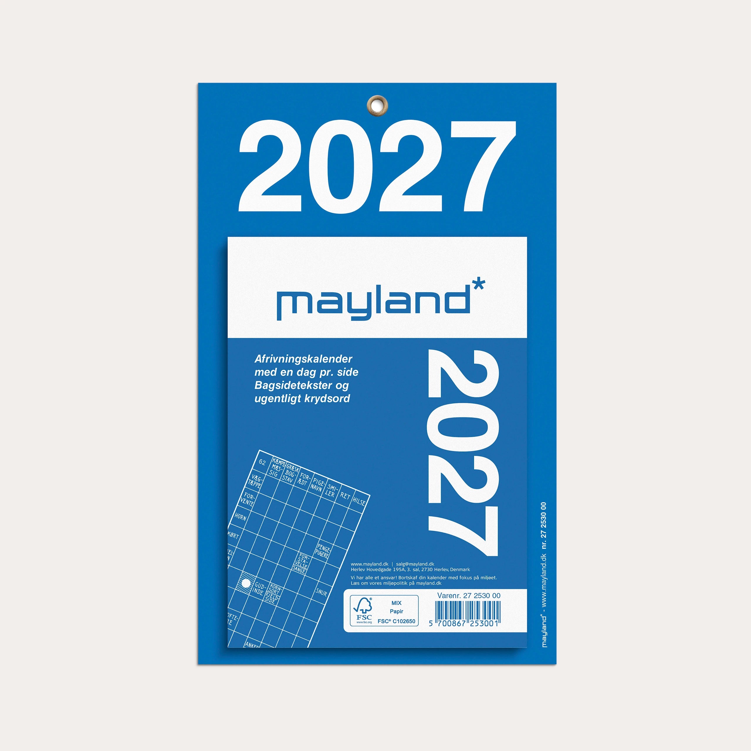 Kontorafrivningskalender m/bagsidetekst 2027