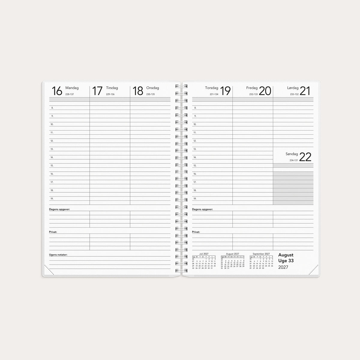 Basic ugekalender A5 PP-plast 2027