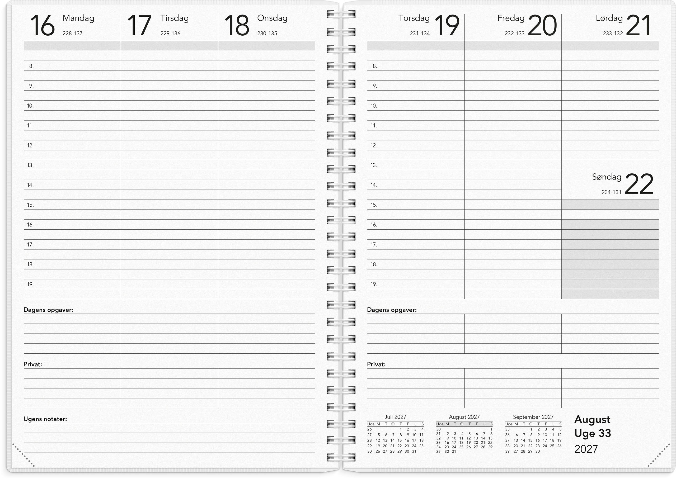 Basic ugekalender A5 PP-plast 2027