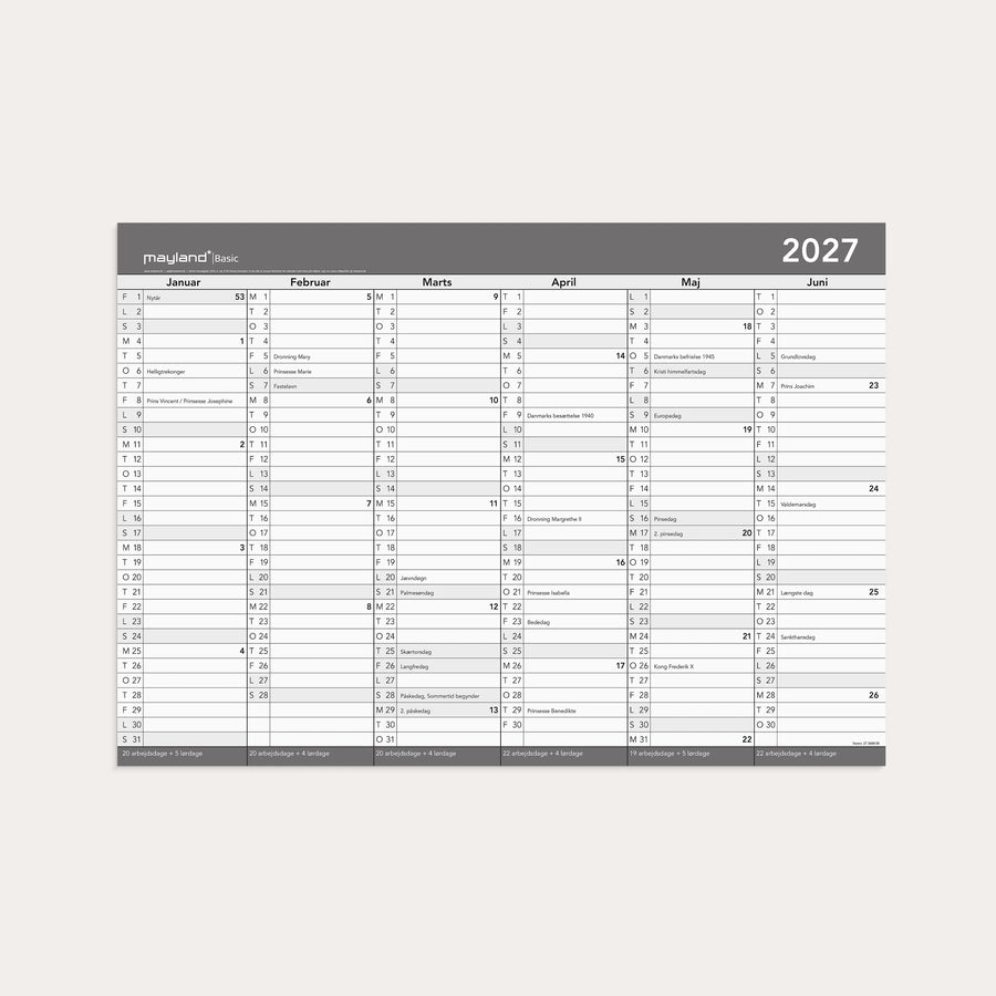 Basic kontorkalender m/whiteboard-funktion A2 2027