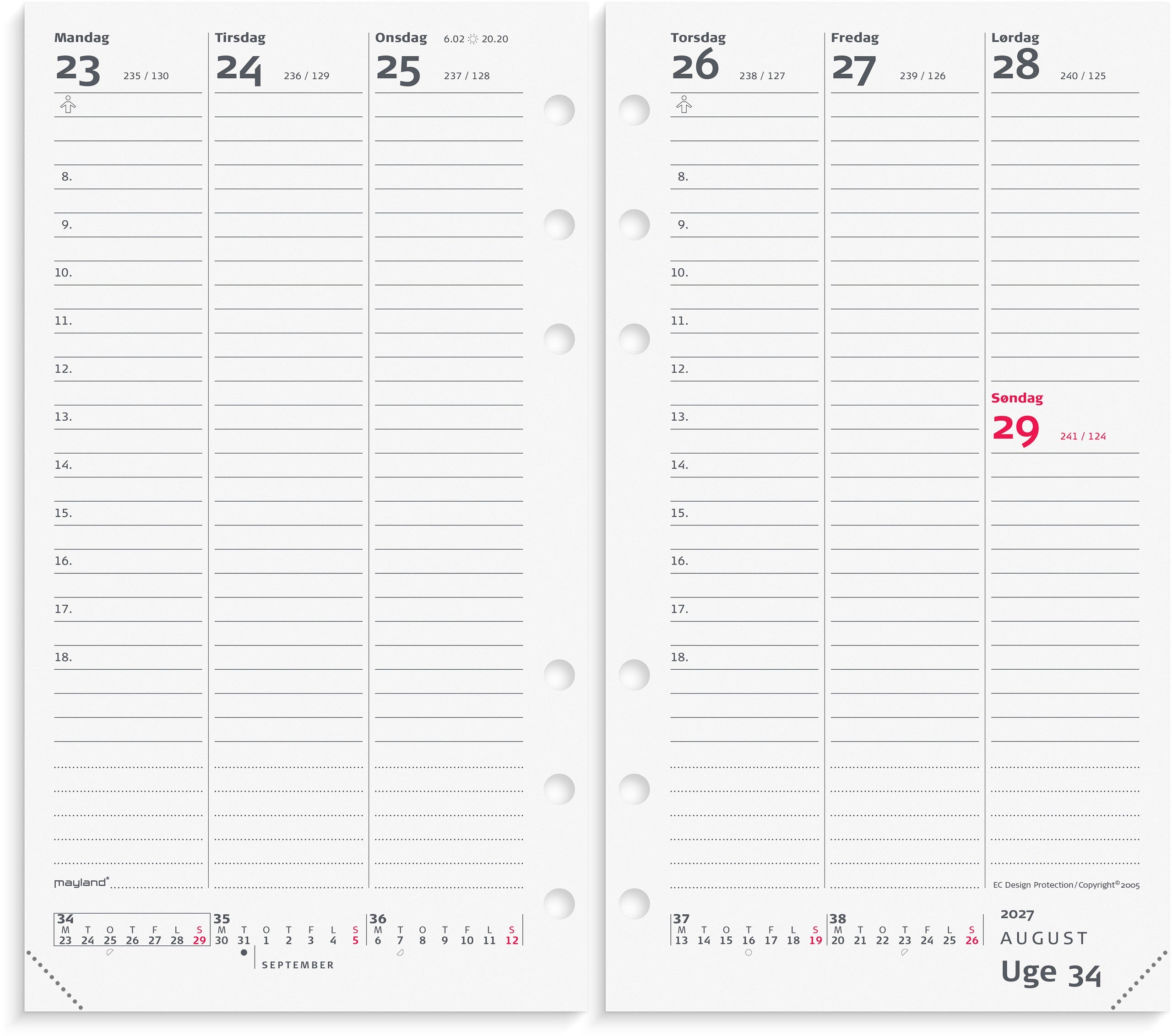 System PP ugekalender højformat sort skind 2027